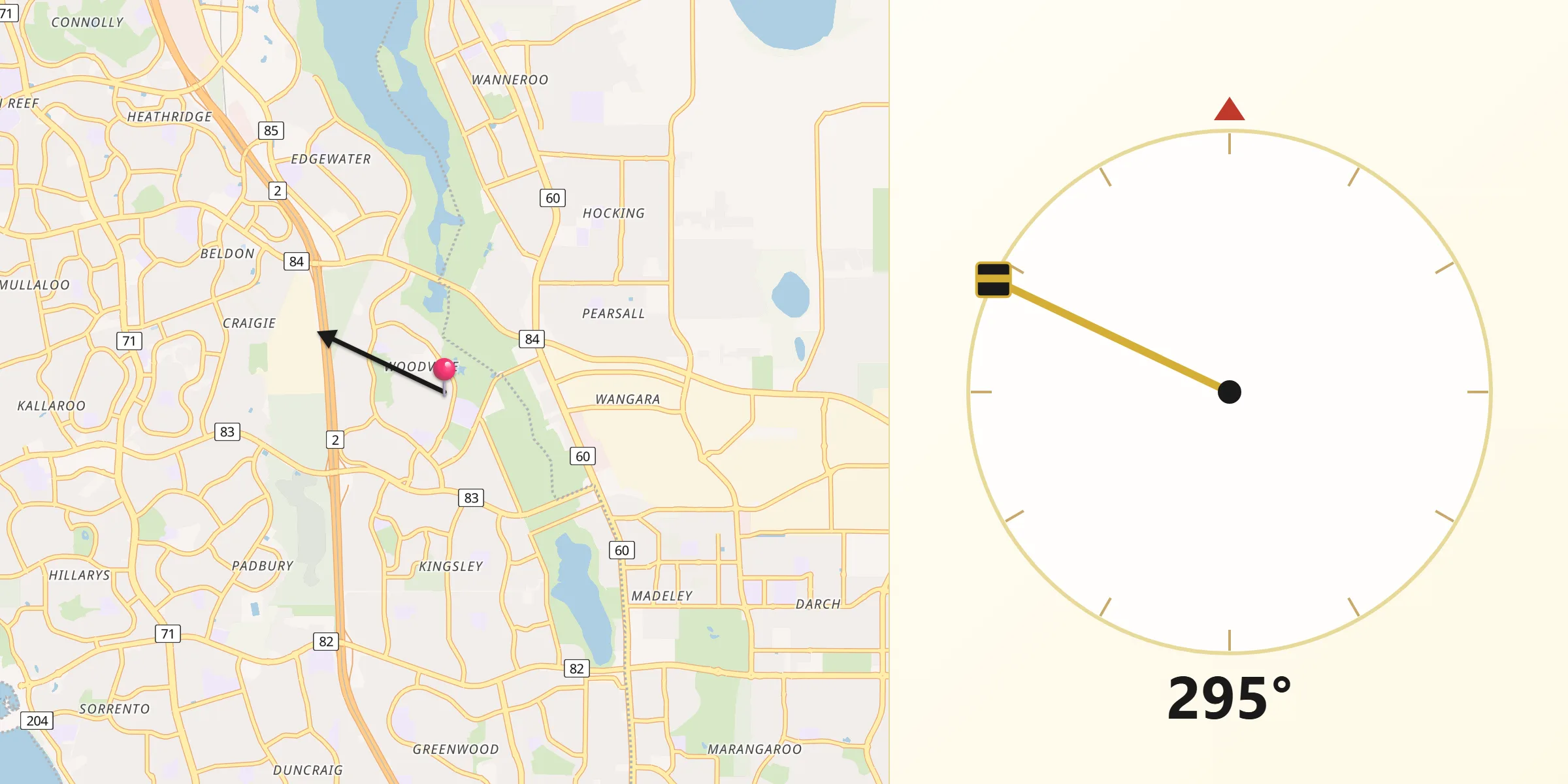 Qibla Direction from Woodvale