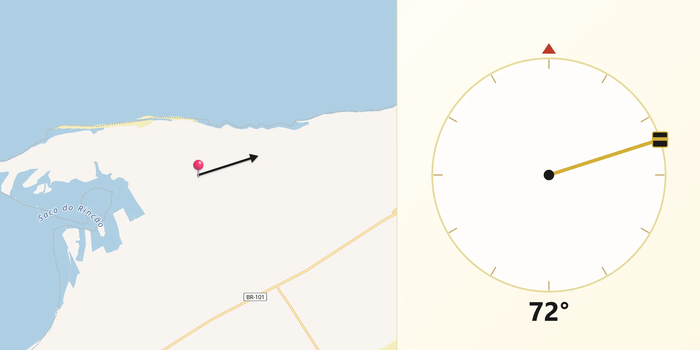 Direção da Qibla a partir de São José do Norte