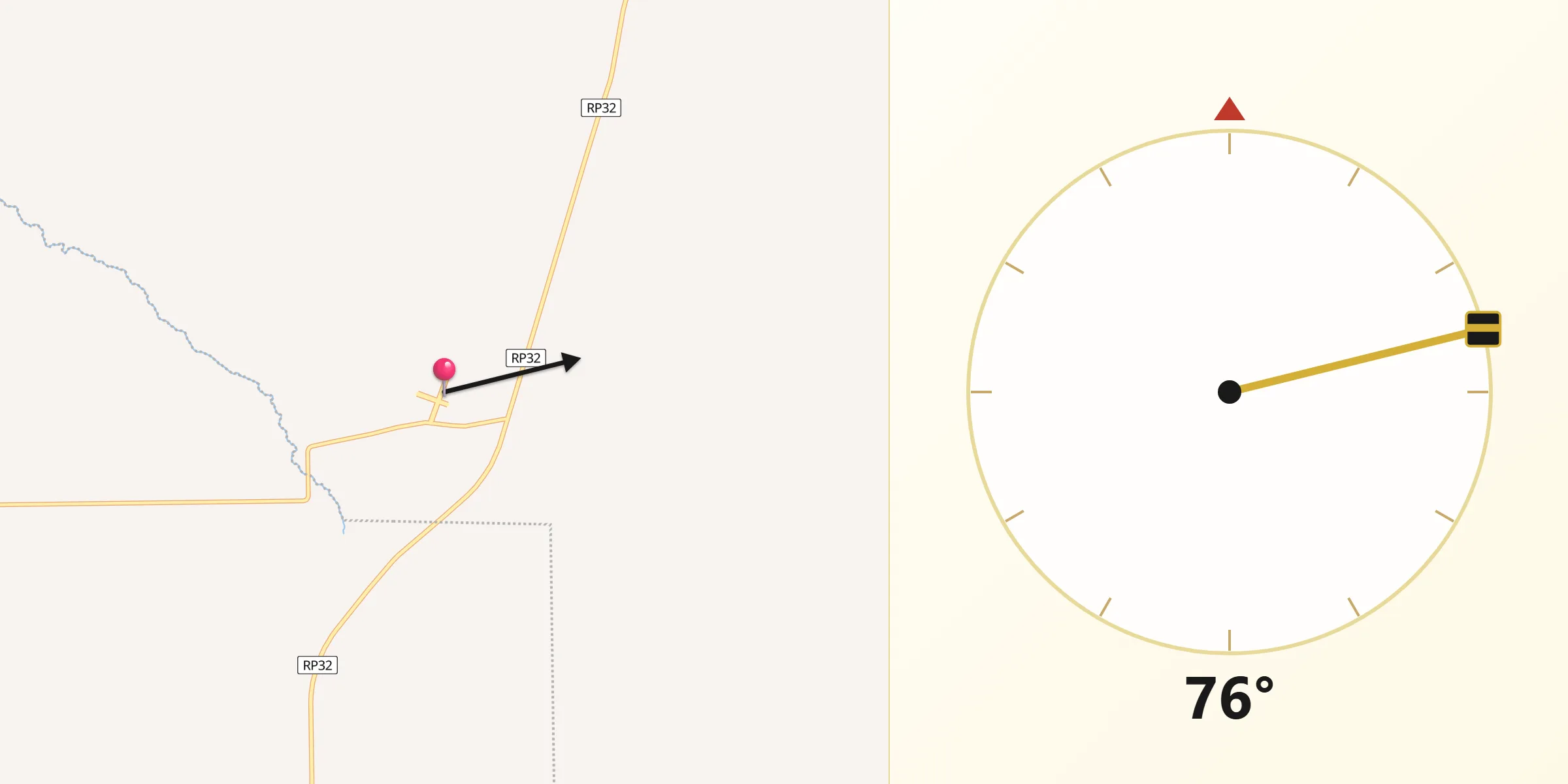 Dirección de la Qibla desde Tabossi