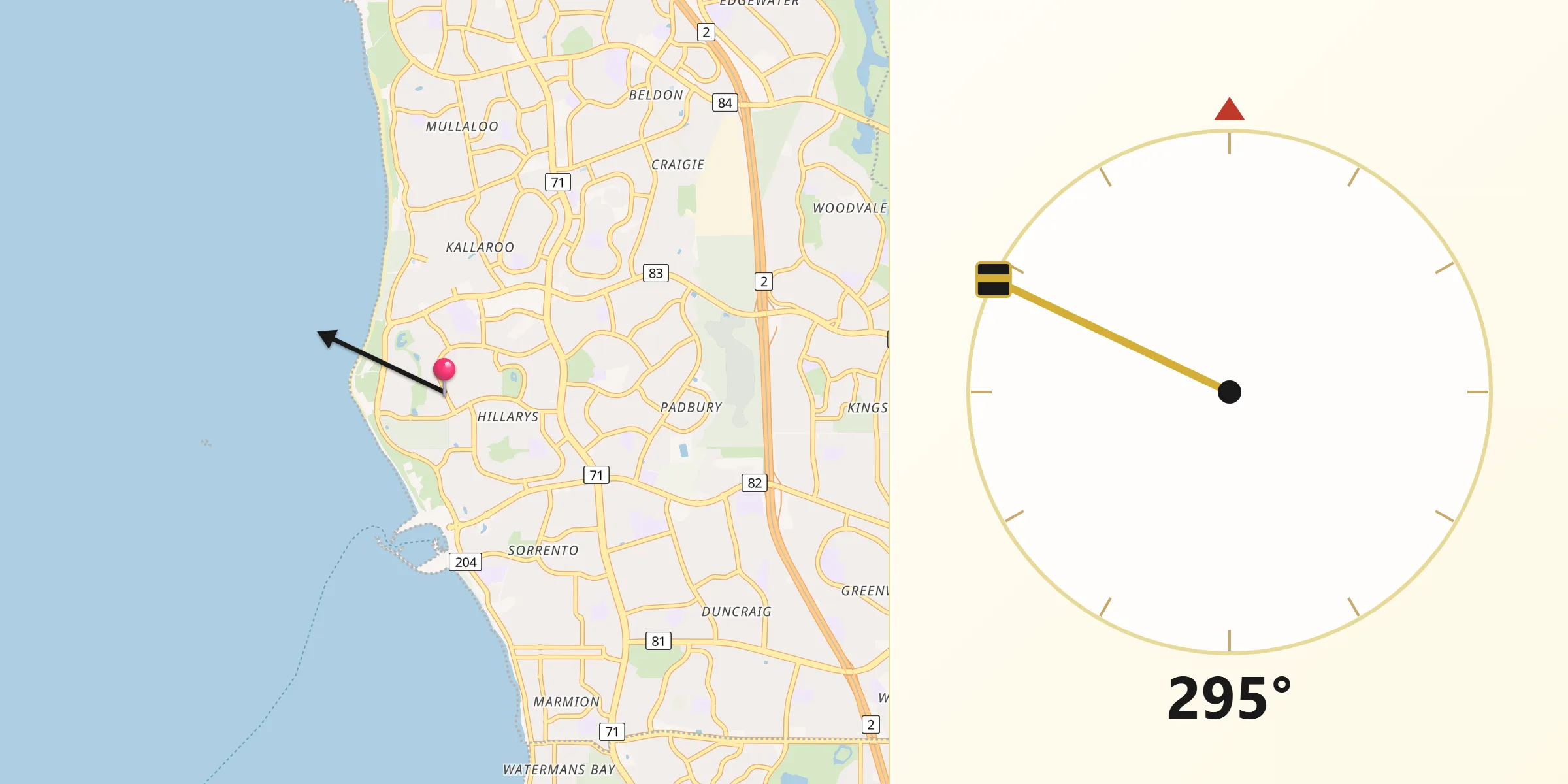 Qibla Direction from Hillarys
