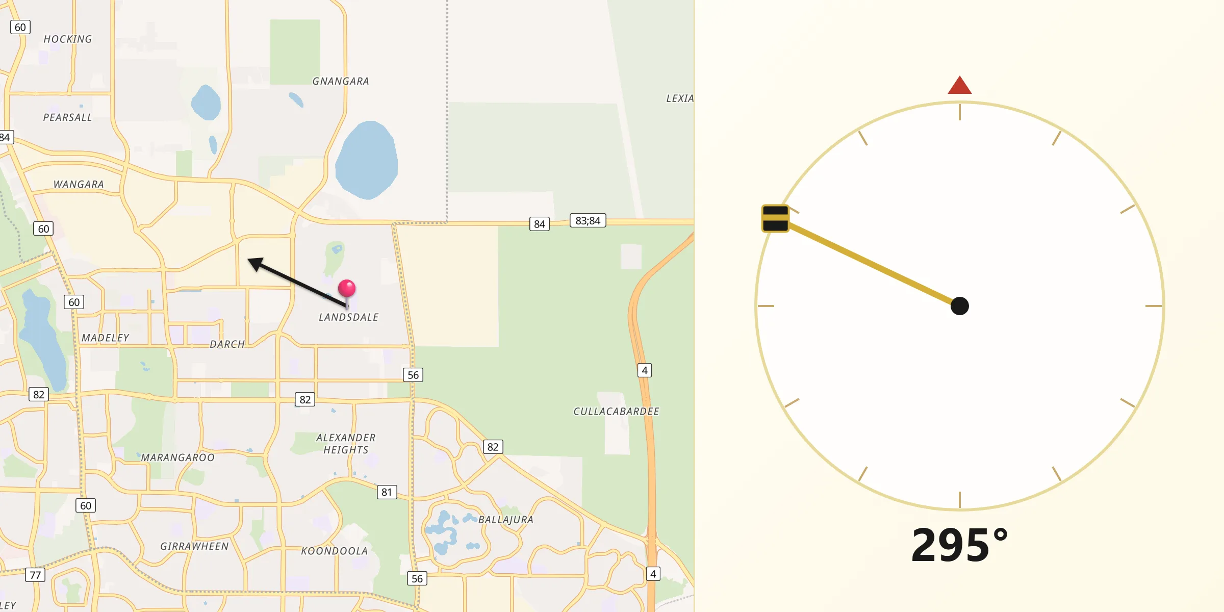 Qibla Direction from Landsdale