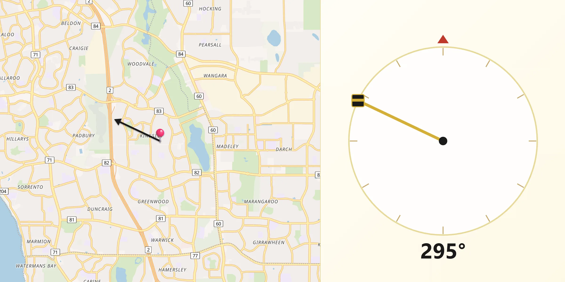 Qibla Direction from Kingsley