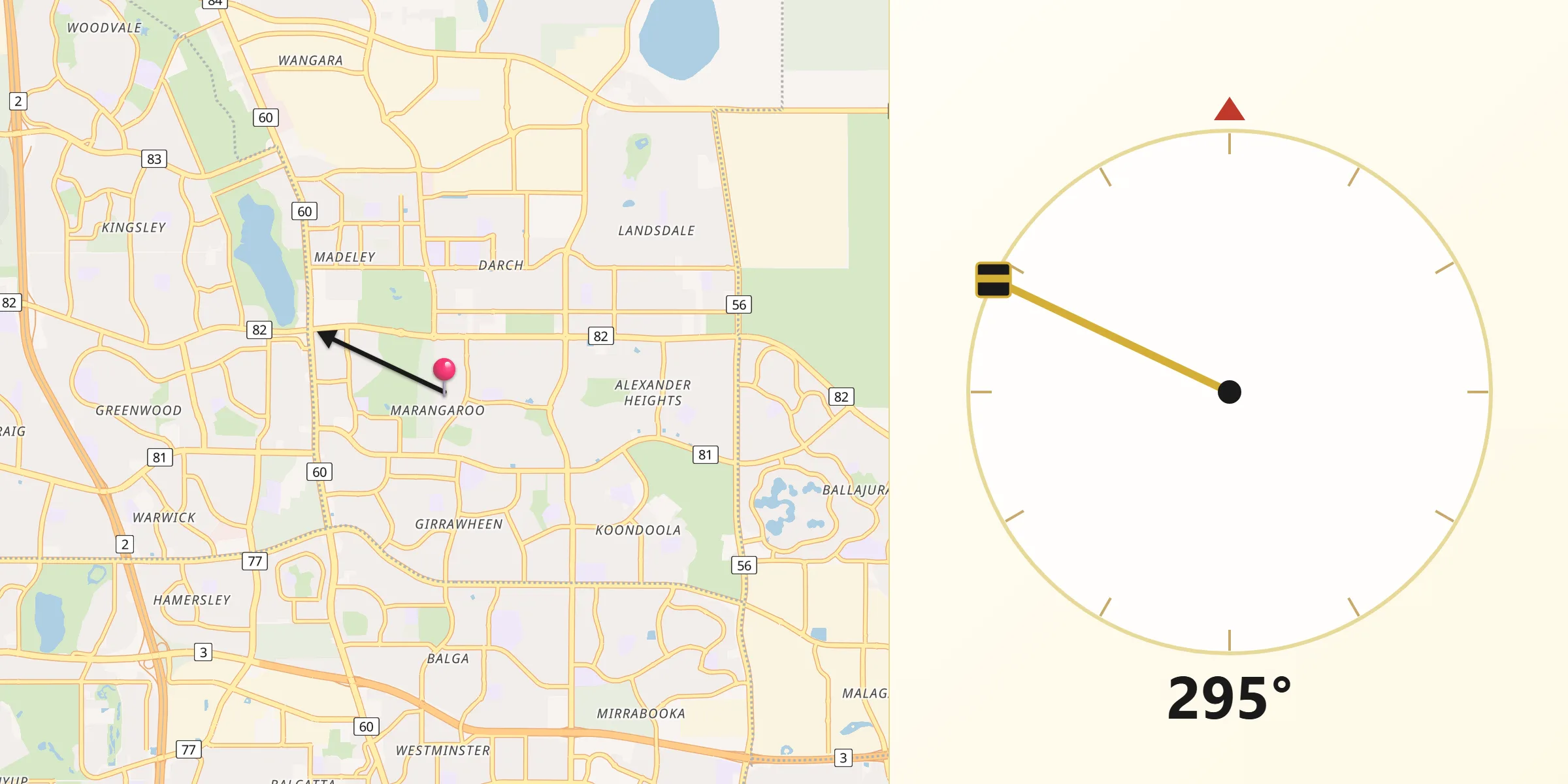 Qibla Direction from Marangaroo