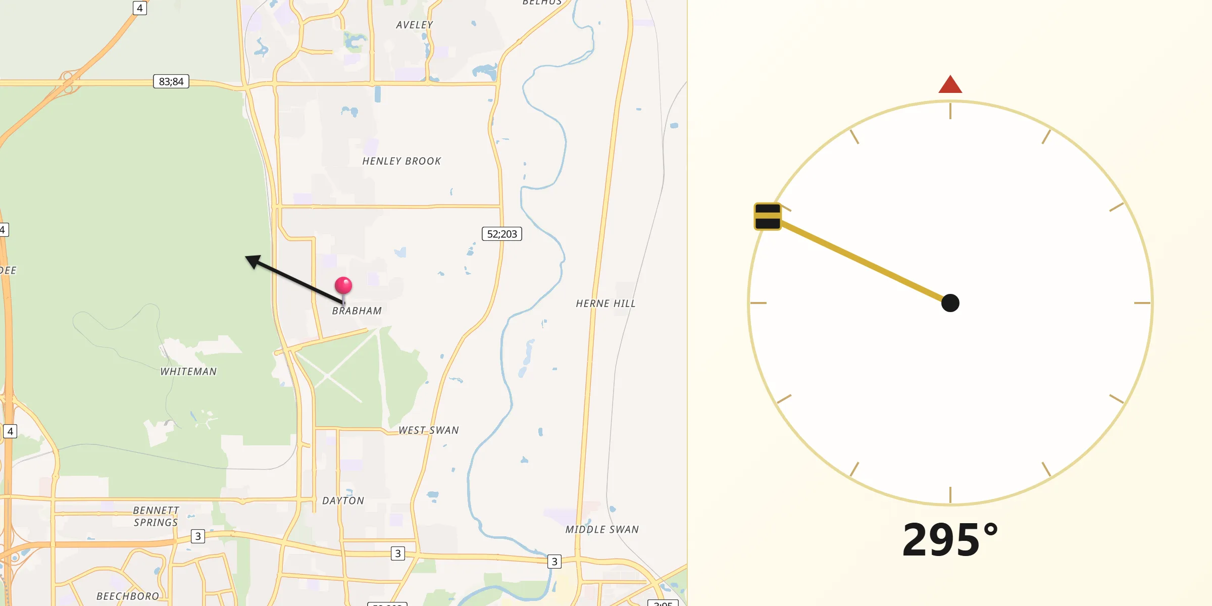 Qibla Direction from Brabham