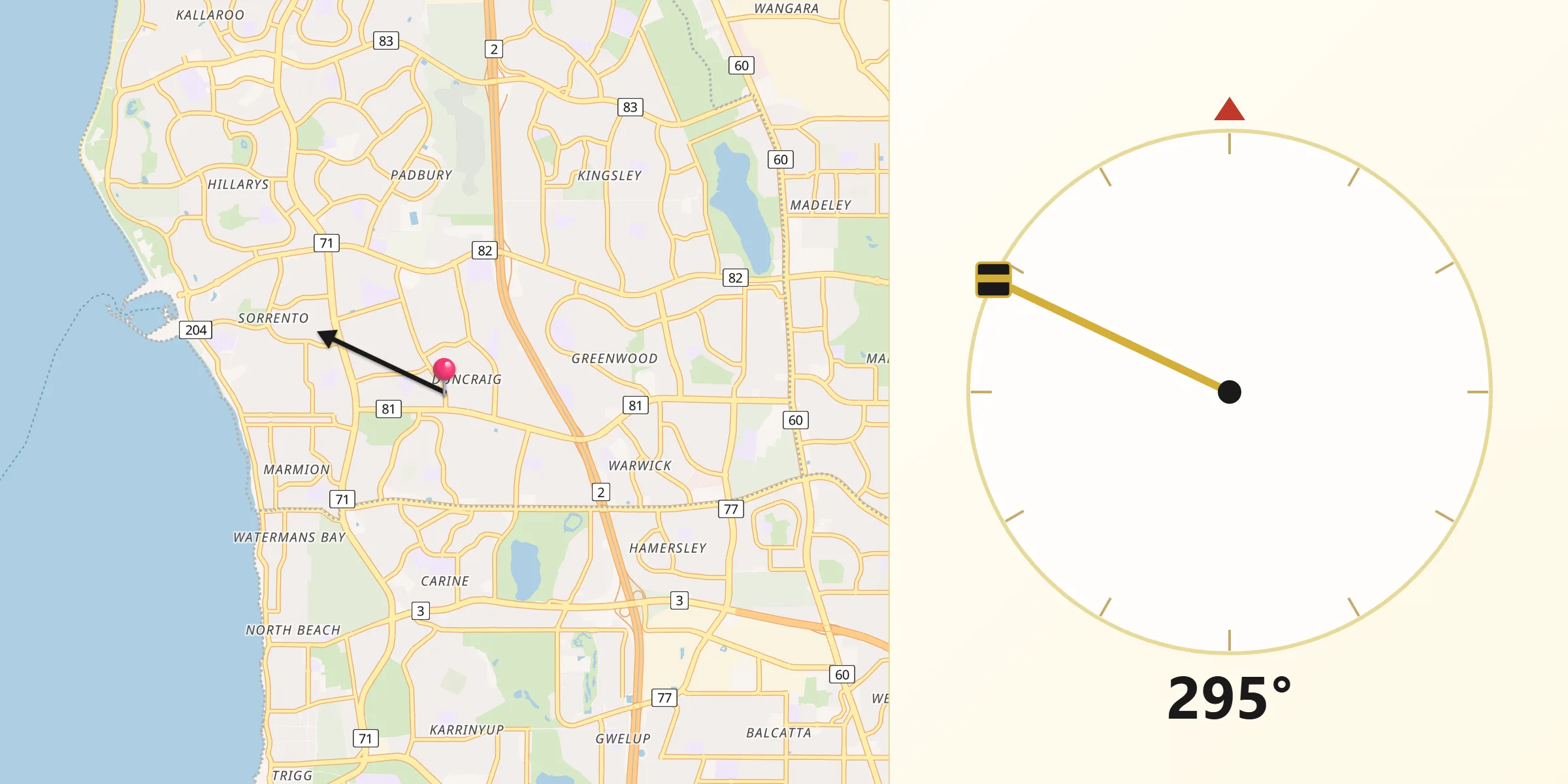 Qibla Direction from Duncraig
