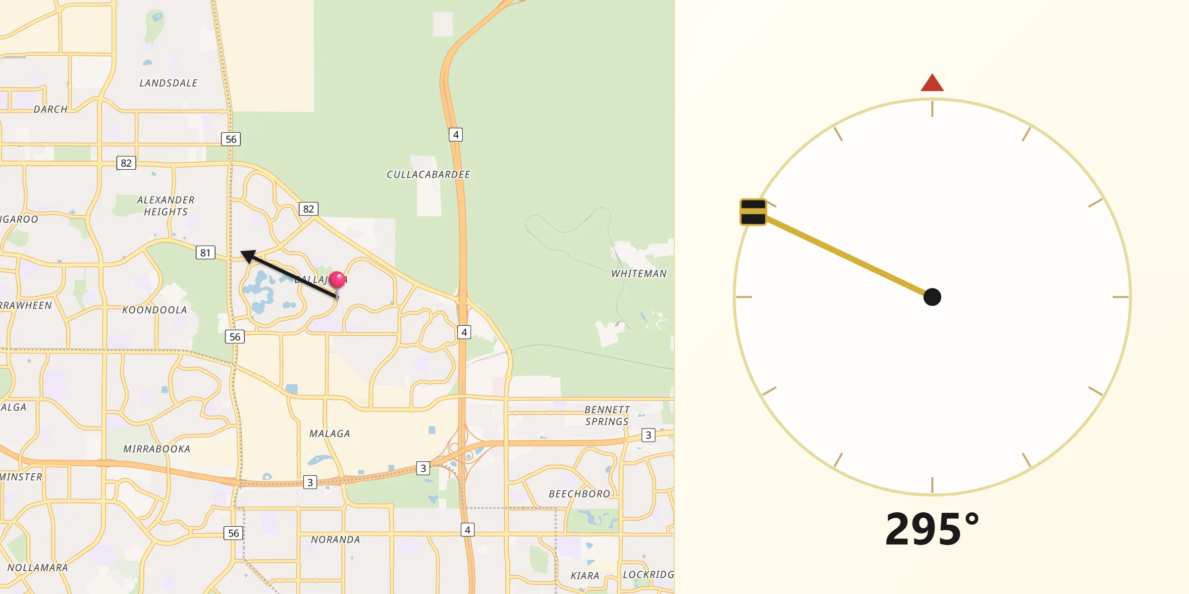 Qibla Direction from Ballajura