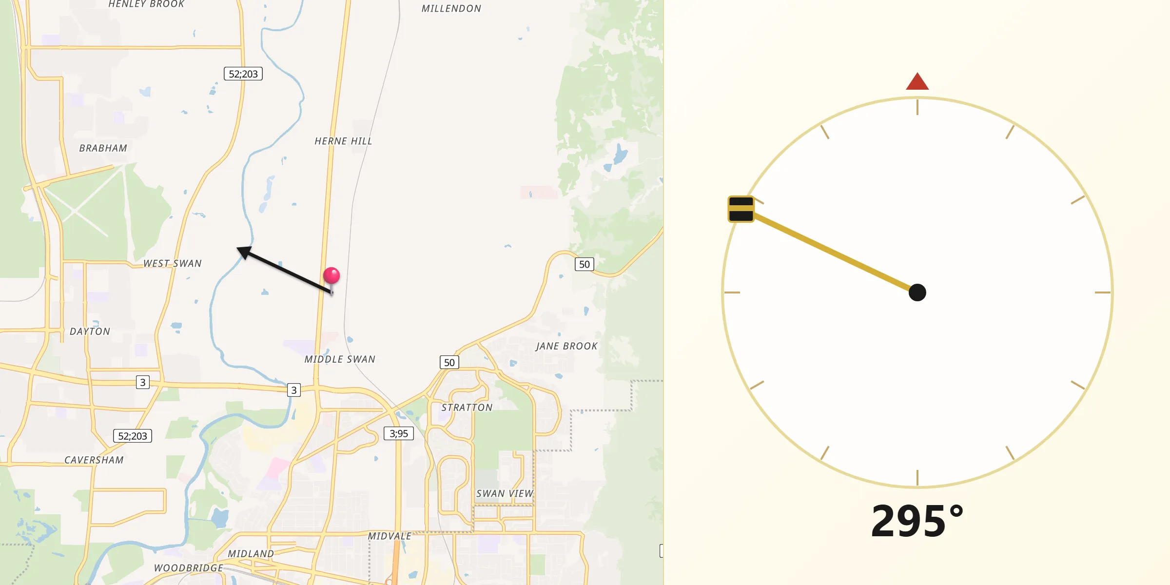 Qibla Direction from Middle Swan