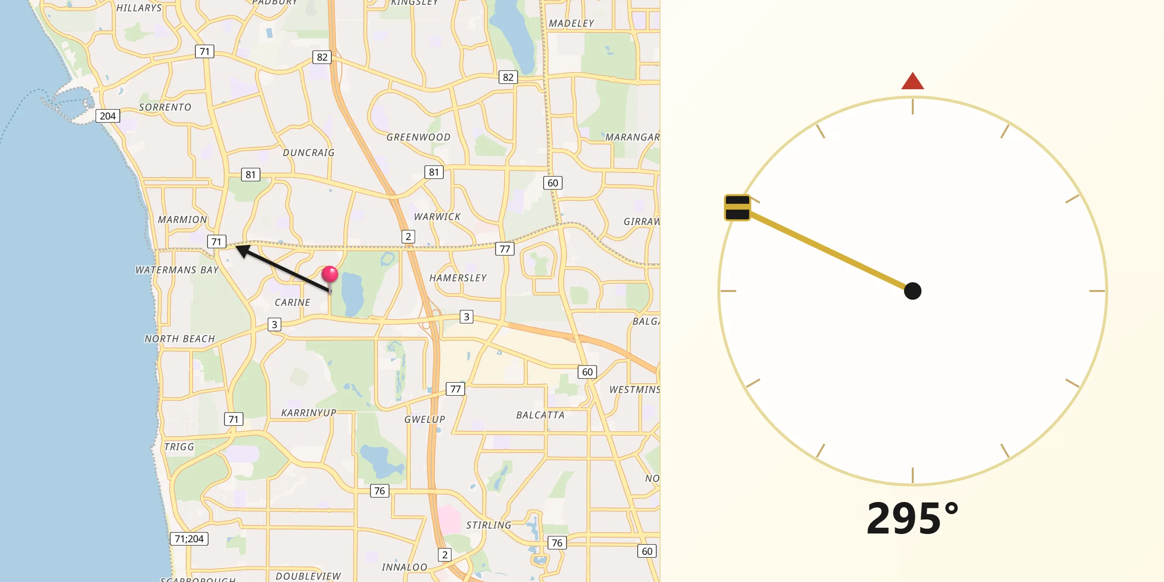 Qibla Direction from Carine