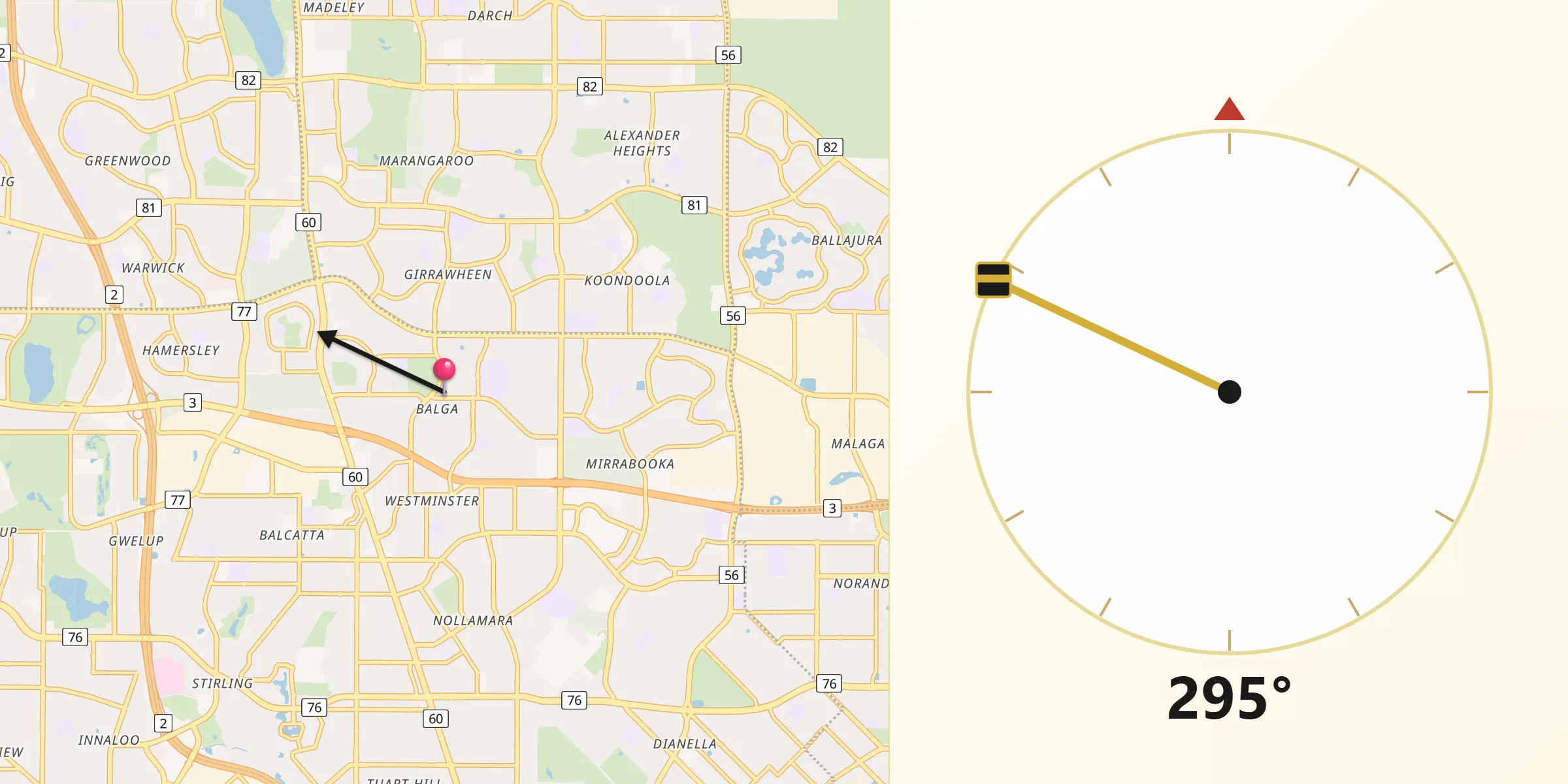 Qibla Direction from Balga