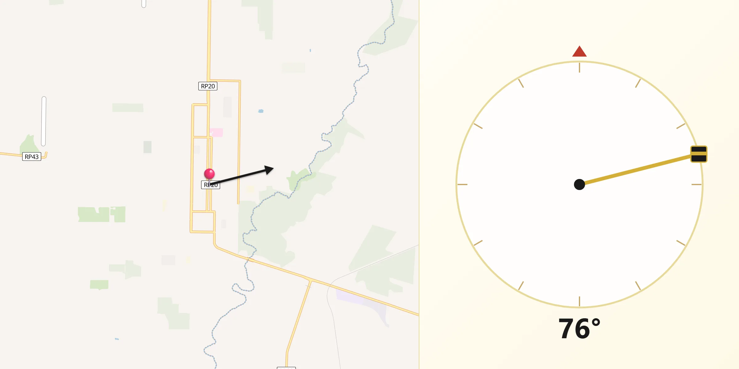 Dirección de la Qibla desde Villaguay
