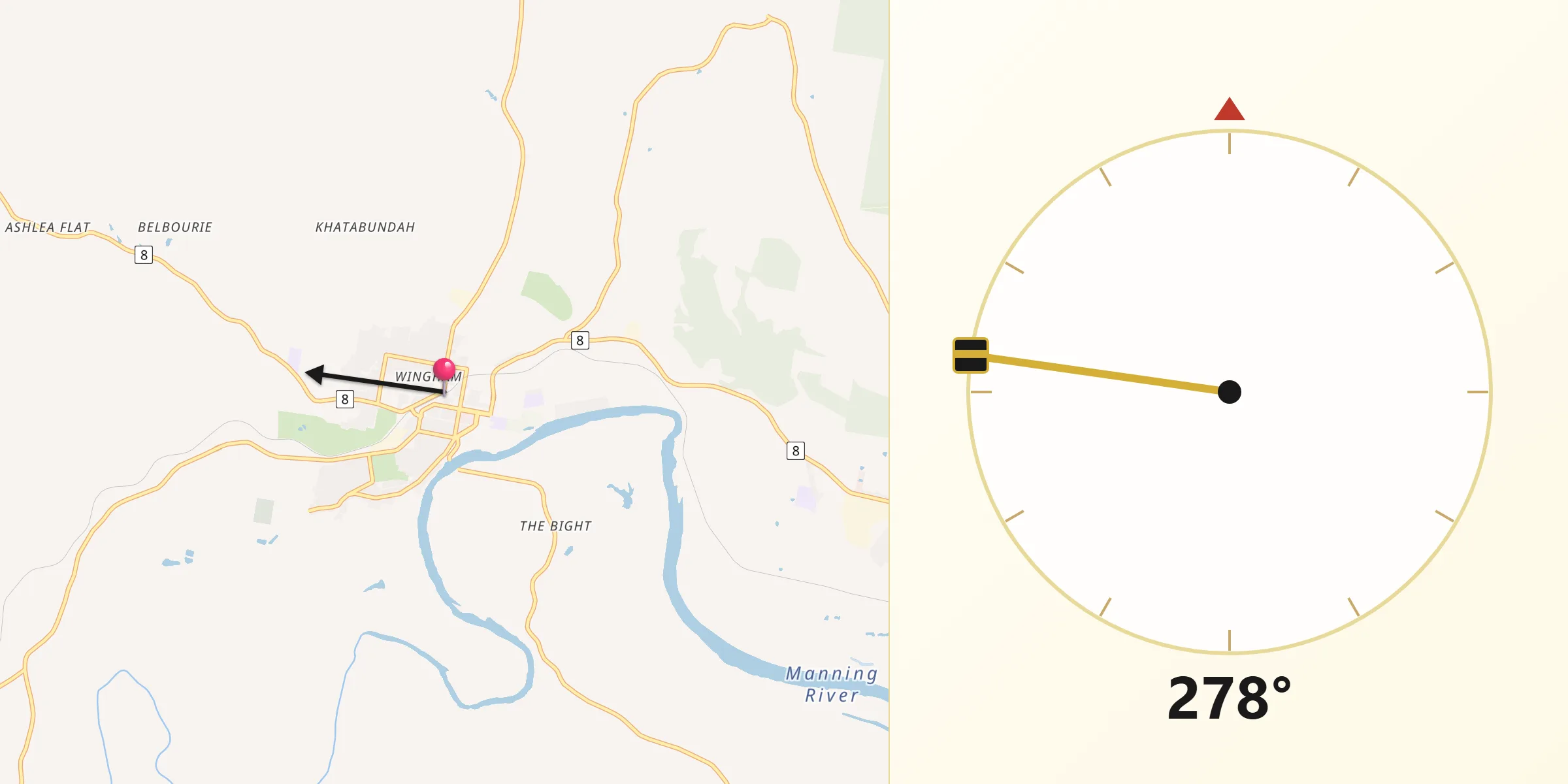 Qibla Direction from Wingham