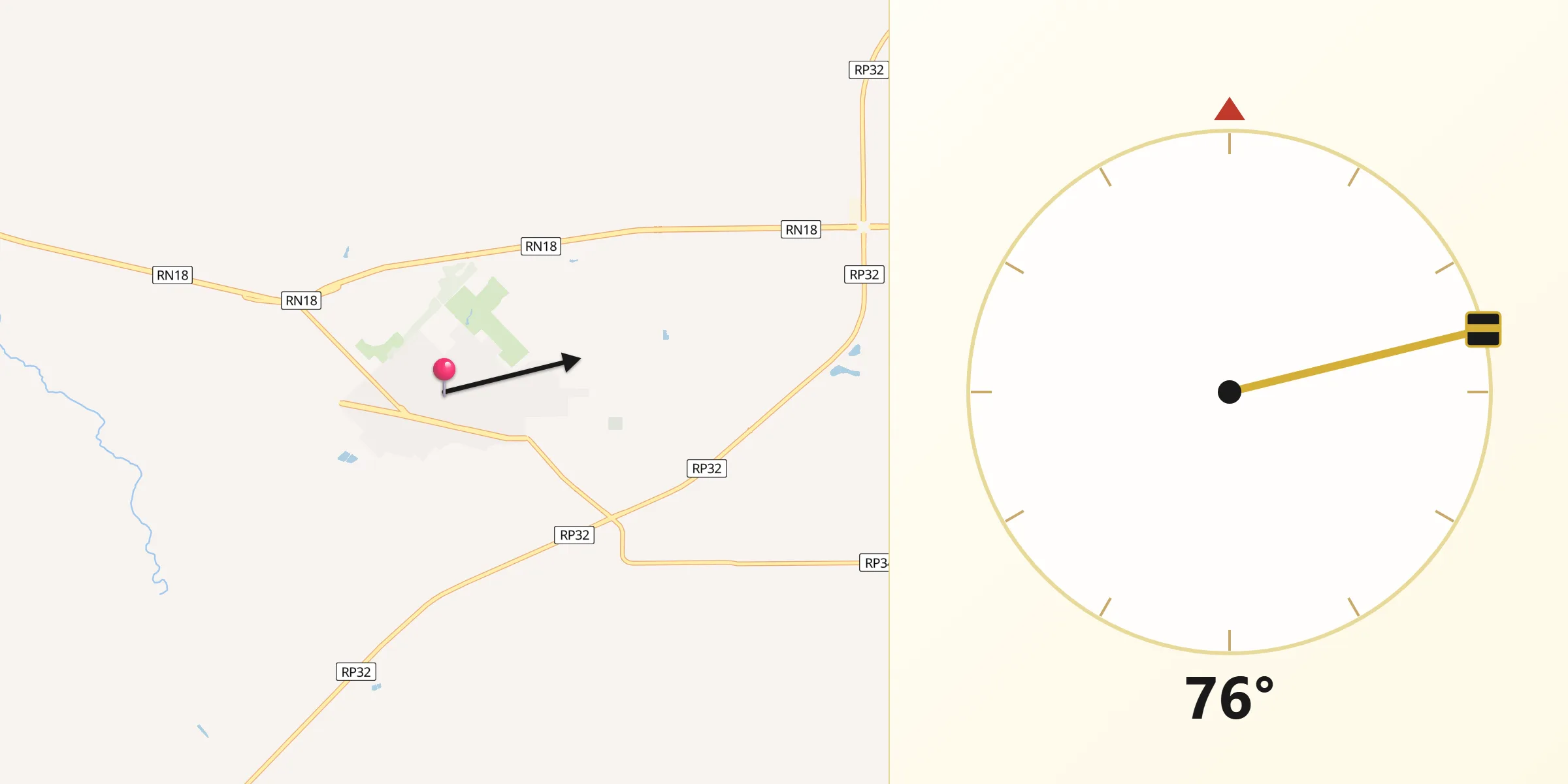 Dirección de la Qibla desde Viale