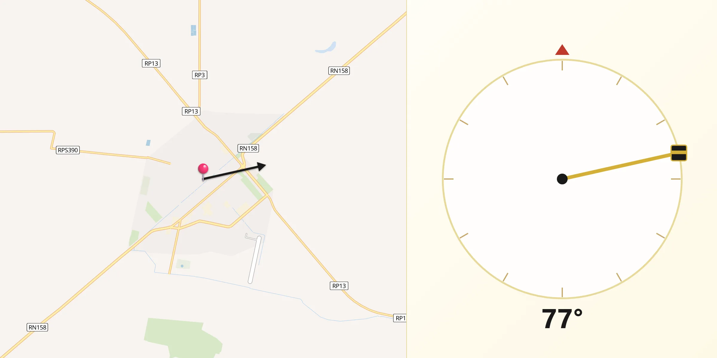 Dirección de la Qibla desde Las Varillas