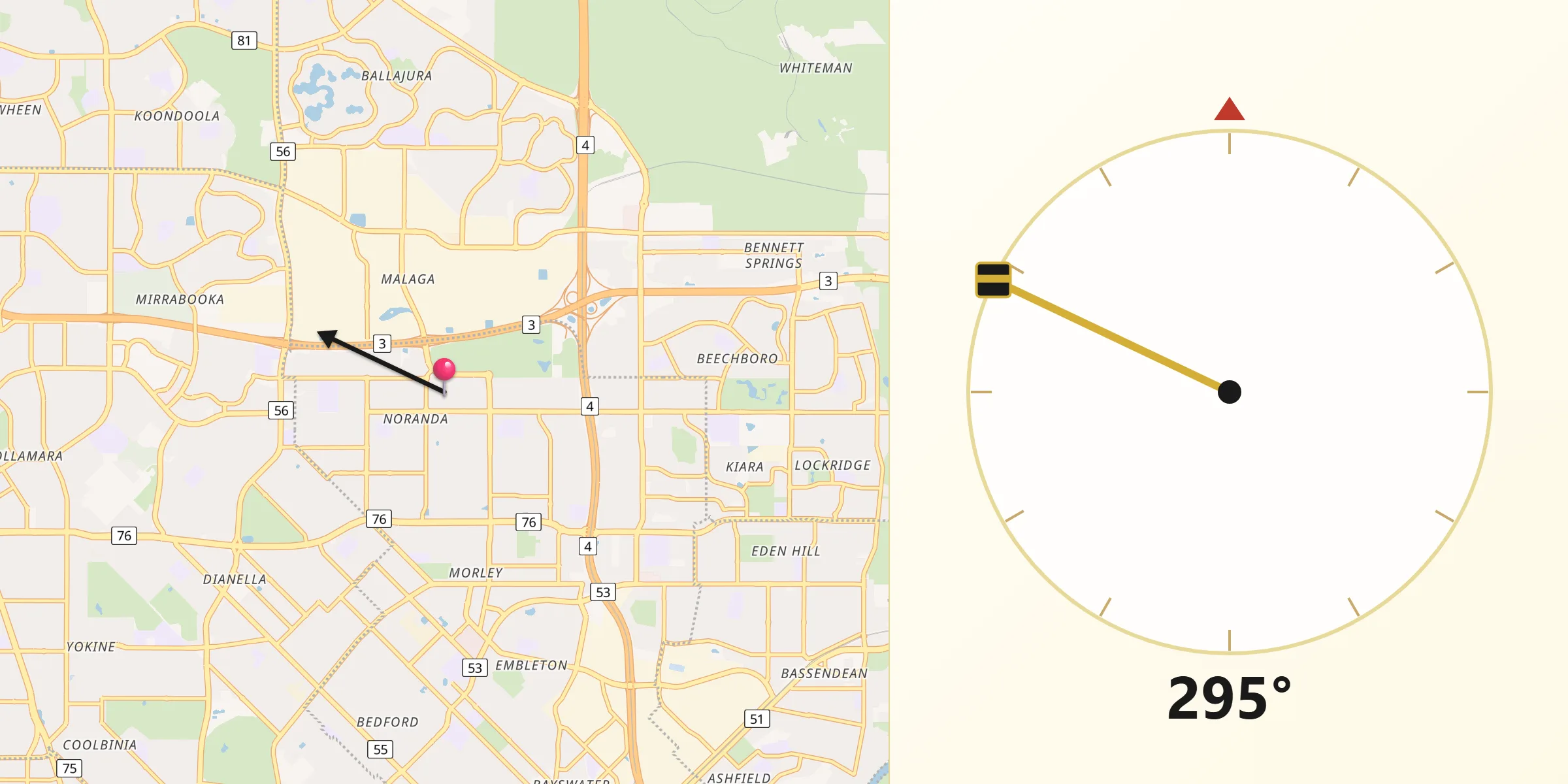 Qibla Direction from Noranda