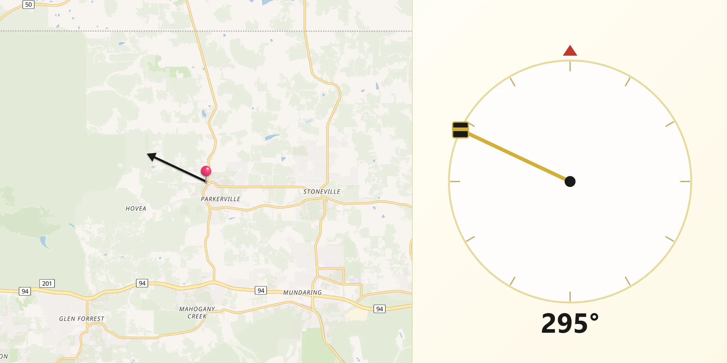 Qibla Direction from Parkerville
