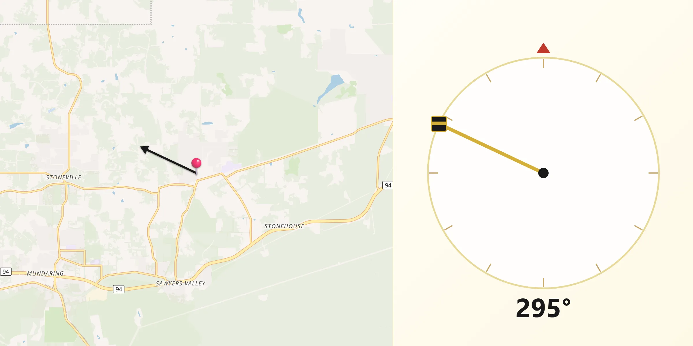 Qibla Direction from Mount Helena