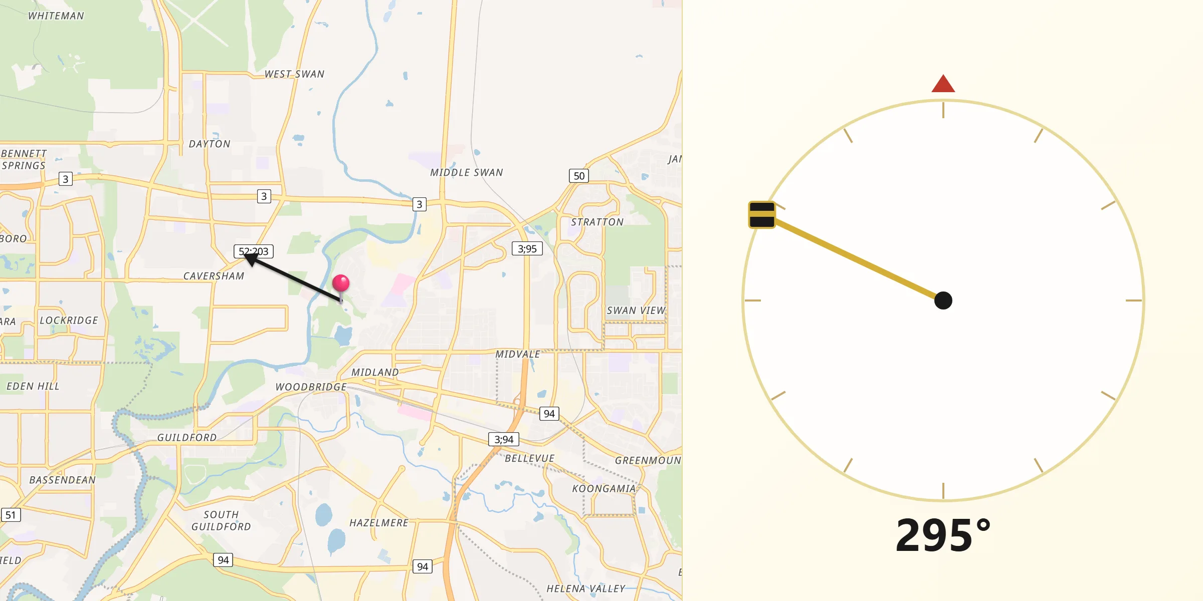 Qibla Direction from Viveash
