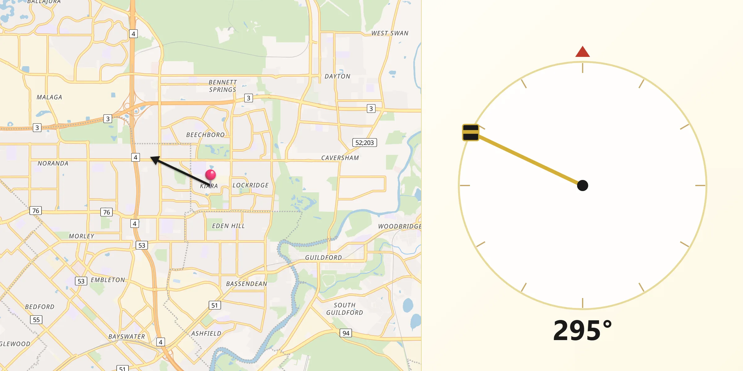 Qibla Direction from Kiara