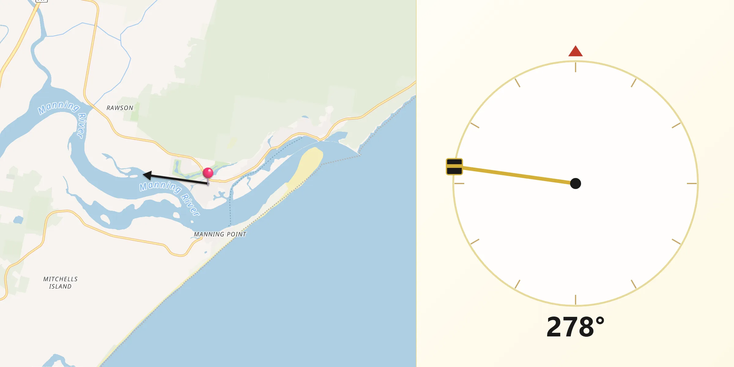 Qibla Direction from Harrington
