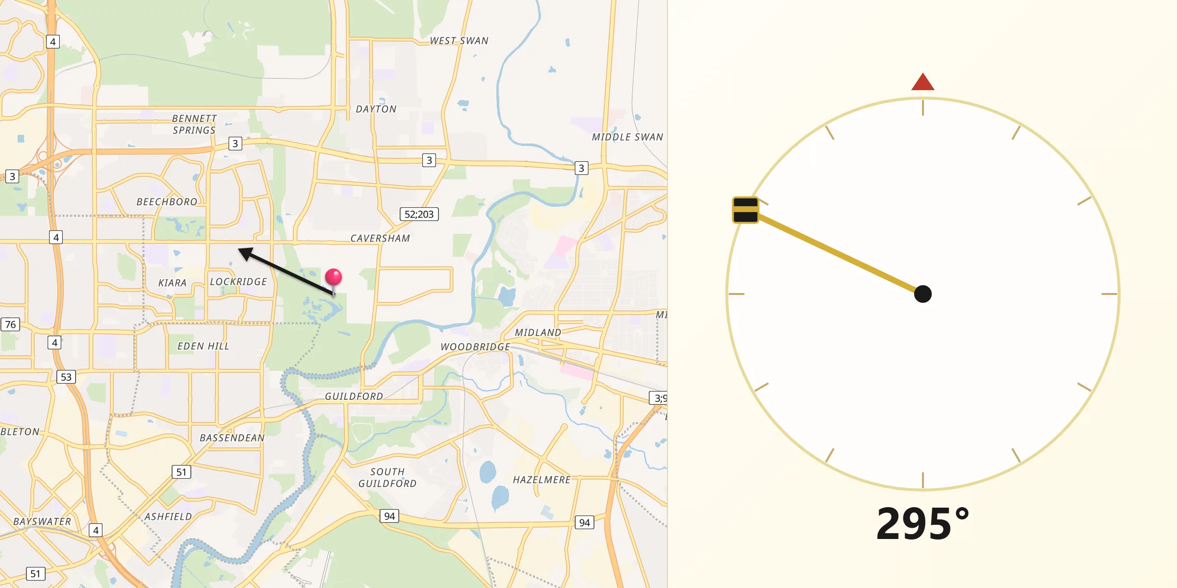 Qibla Direction from Caversham