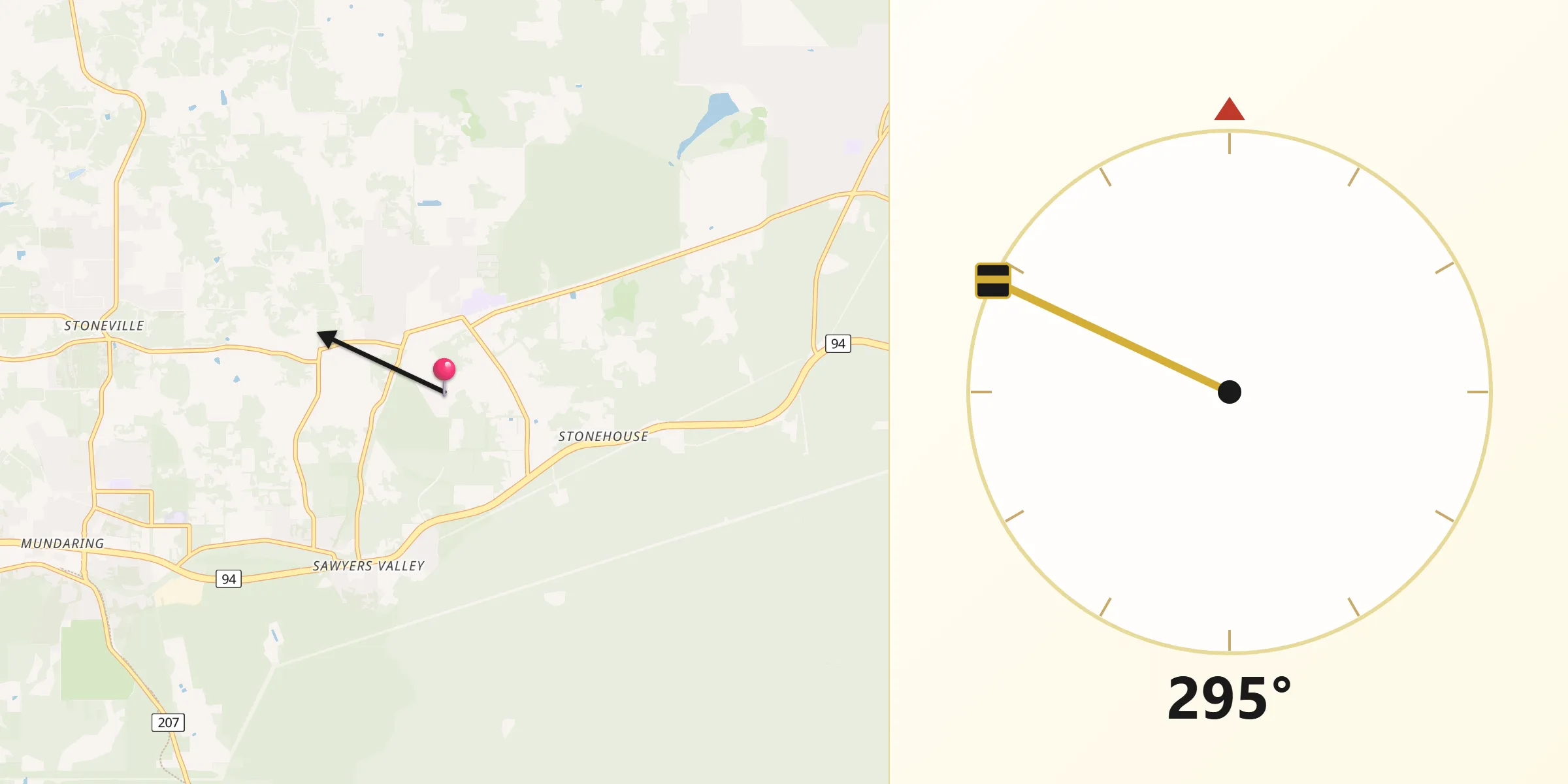 Qibla Direction from Mundaring