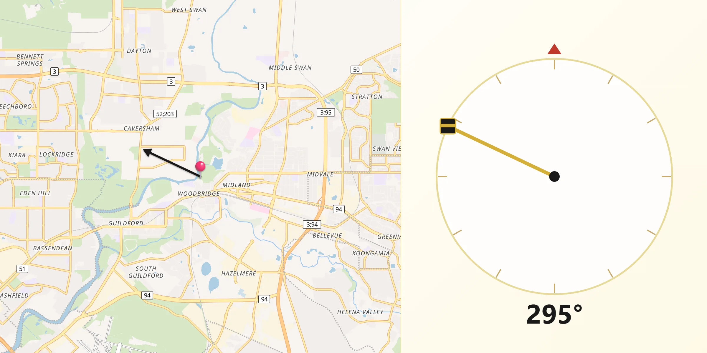 Qibla Direction from Woodbridge