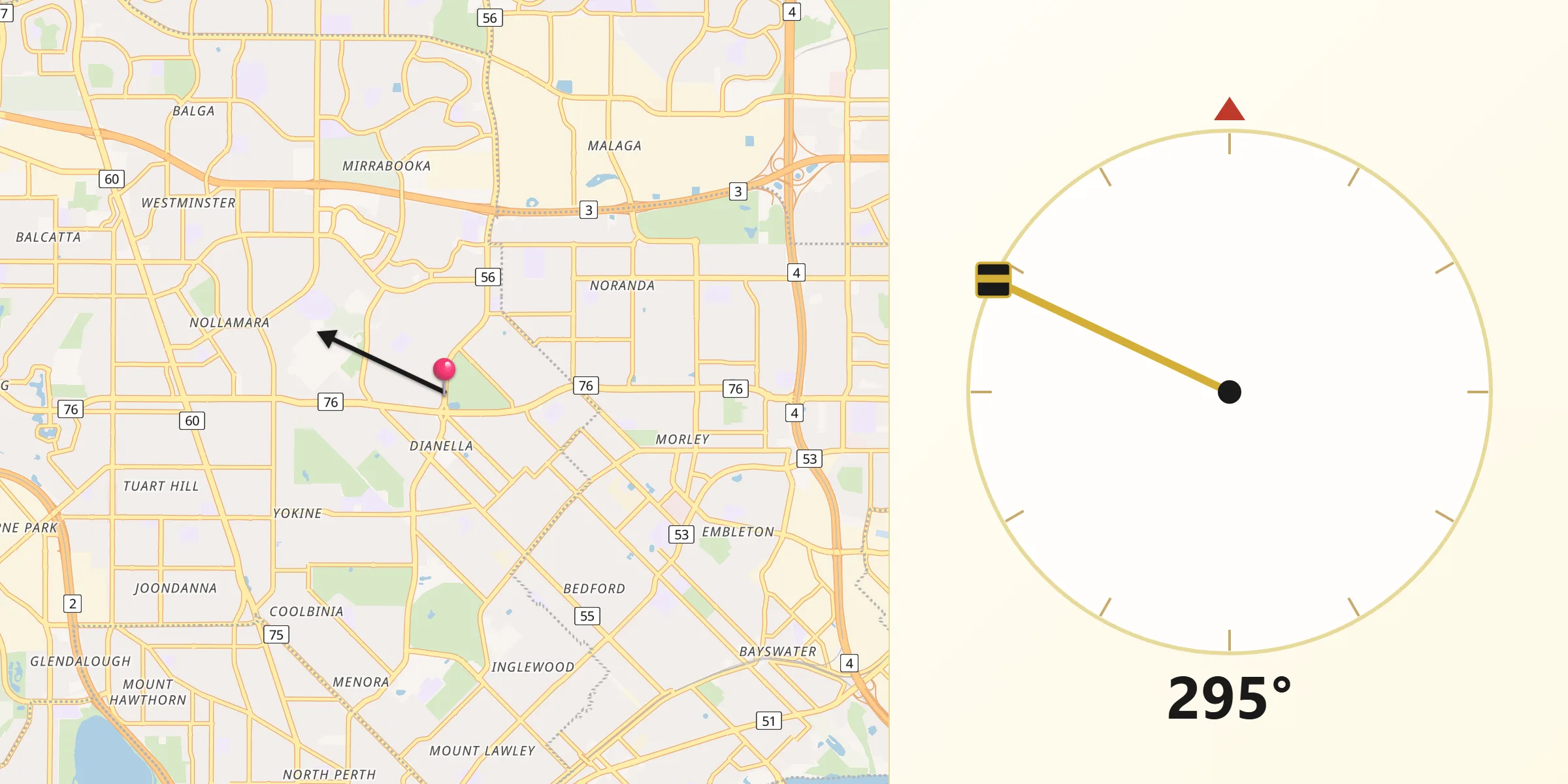 Qibla Direction from Dianella