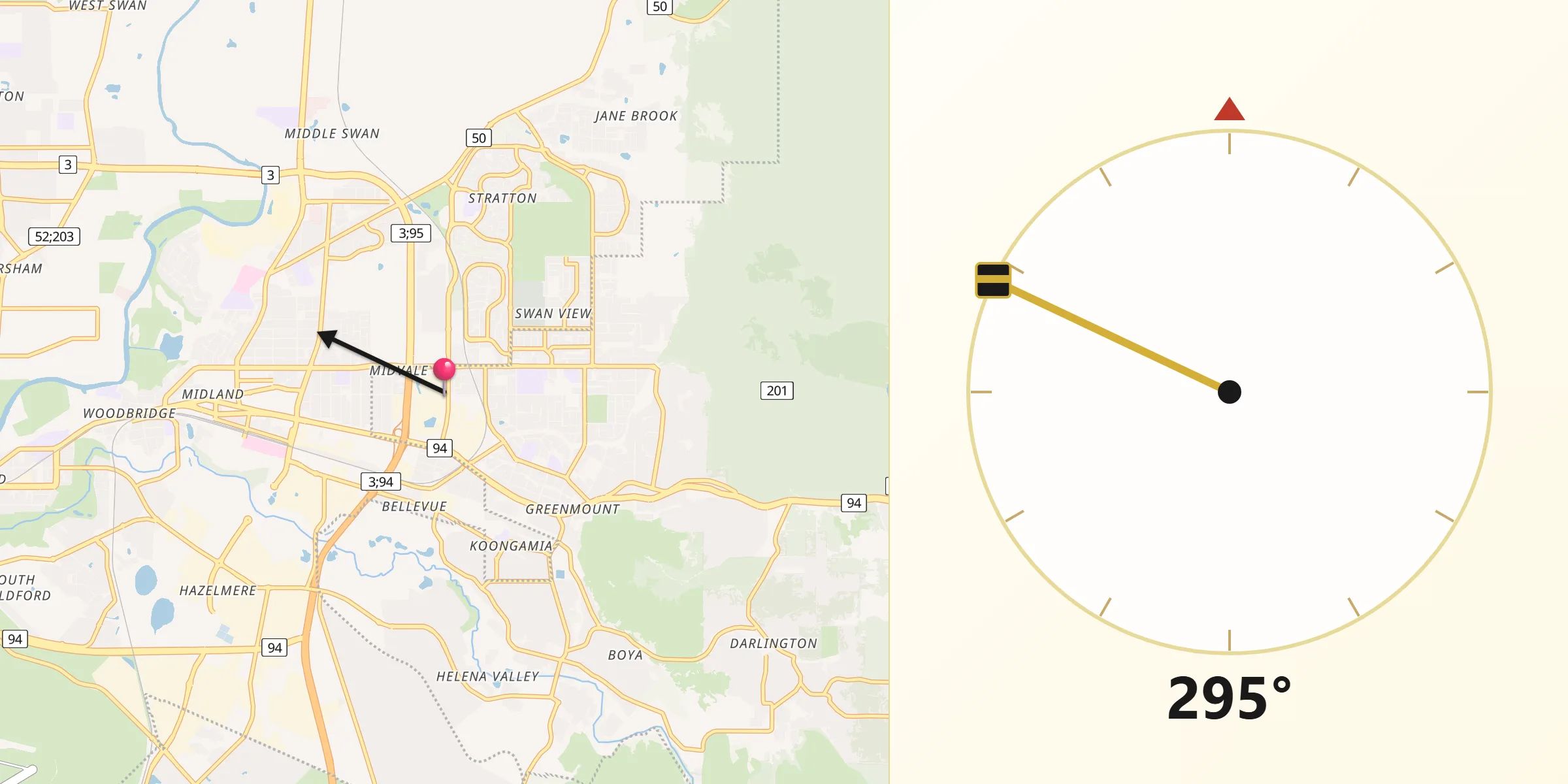 Qibla Direction from Midvale