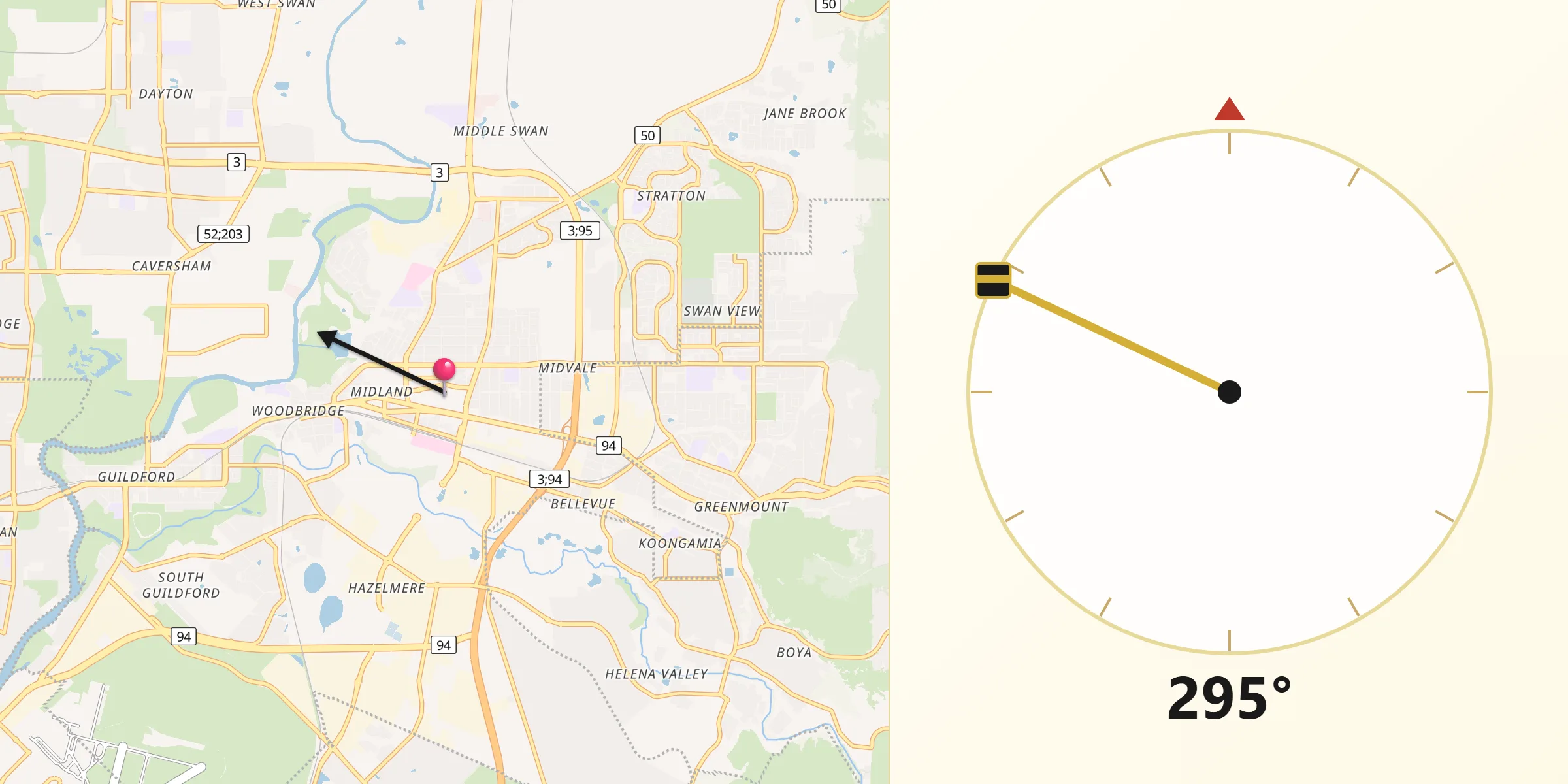 Qibla Direction from Midland