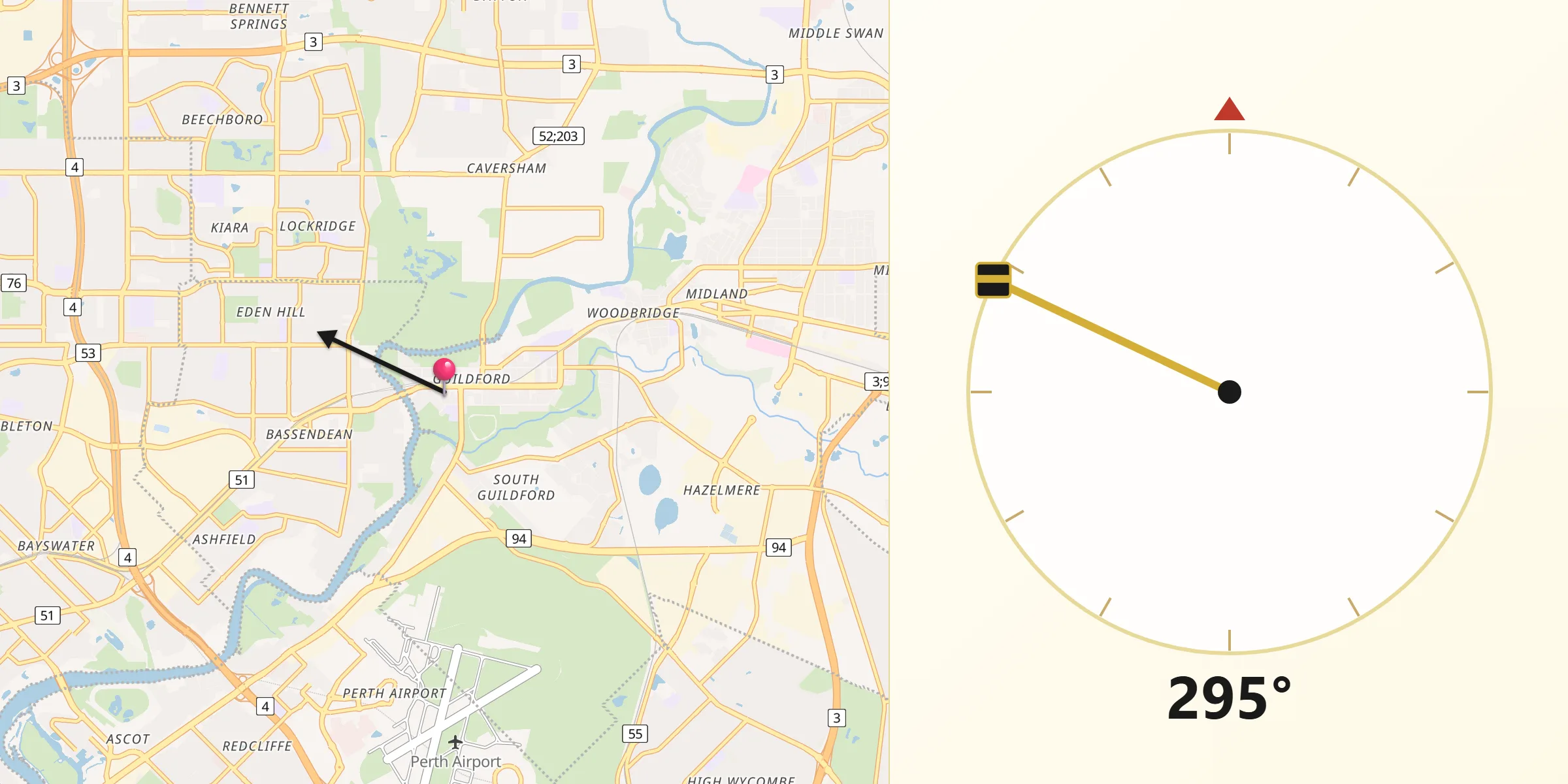Qibla Direction from Guildford