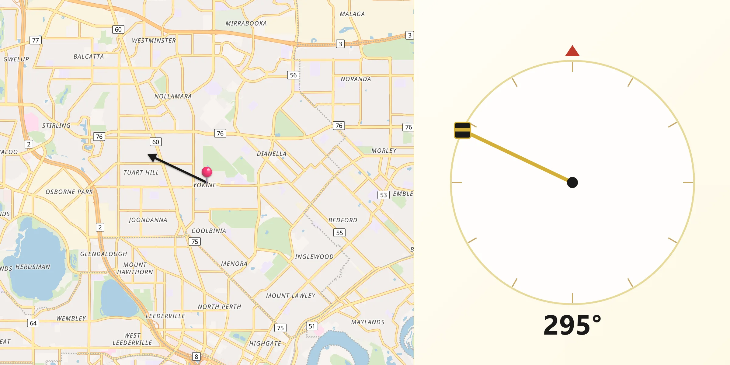 Qibla Direction from Yokine