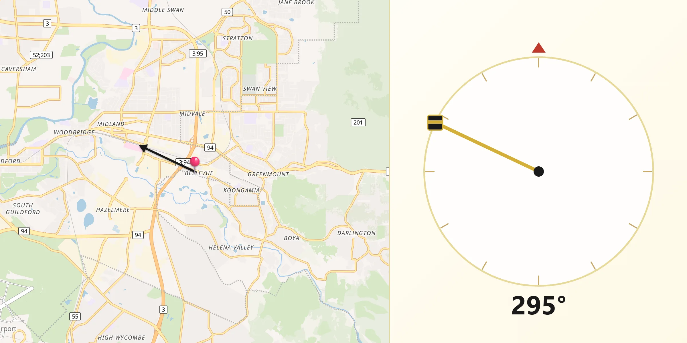 Qibla Direction from Bellevue