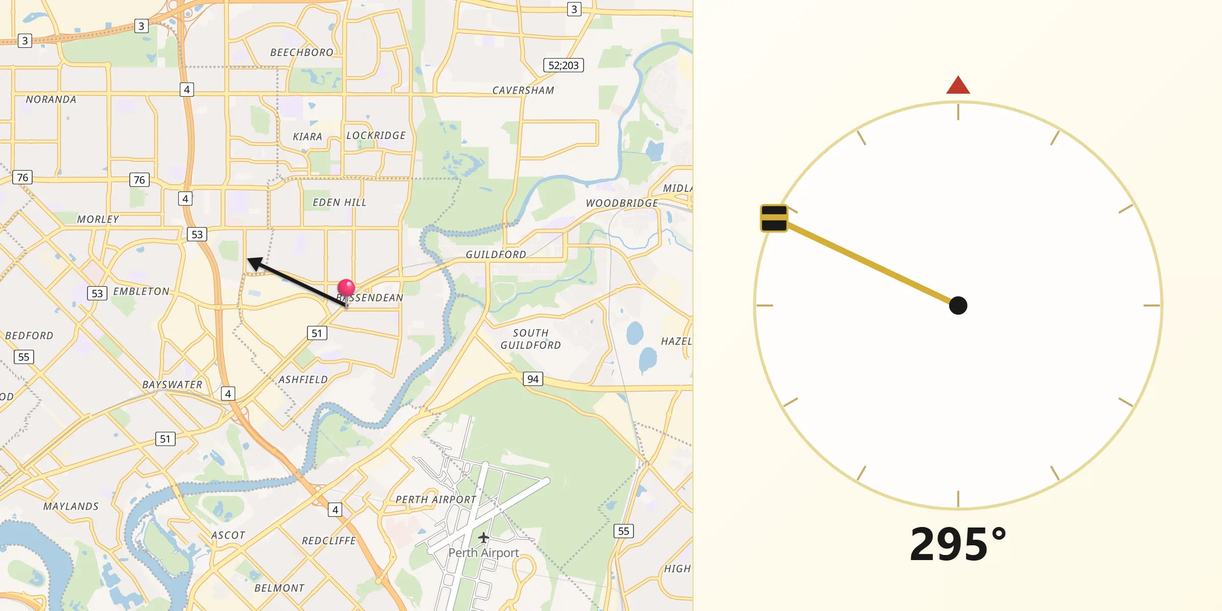 Qibla Direction from Bassendean