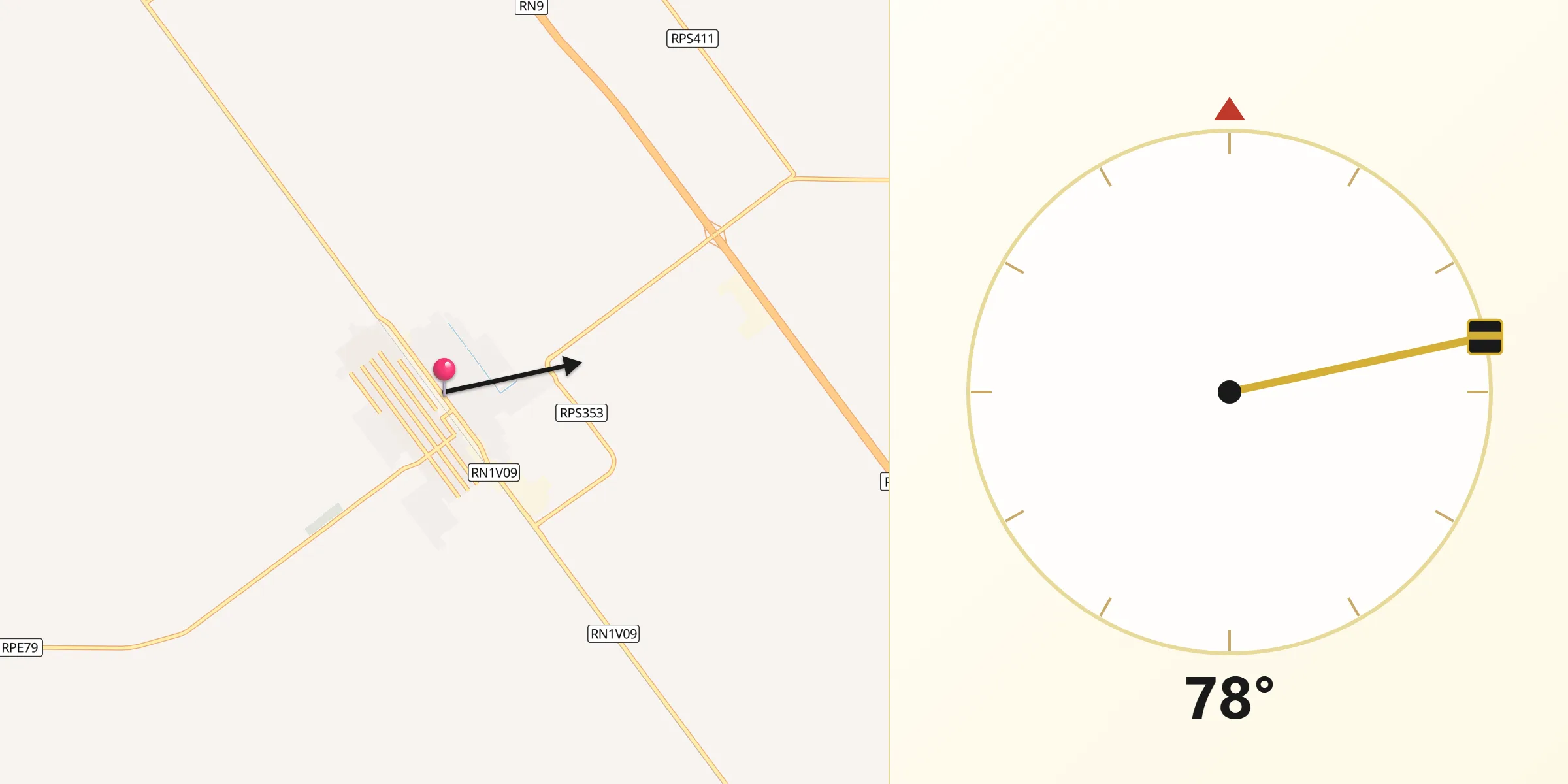 Dirección de la Qibla desde Oncativo
