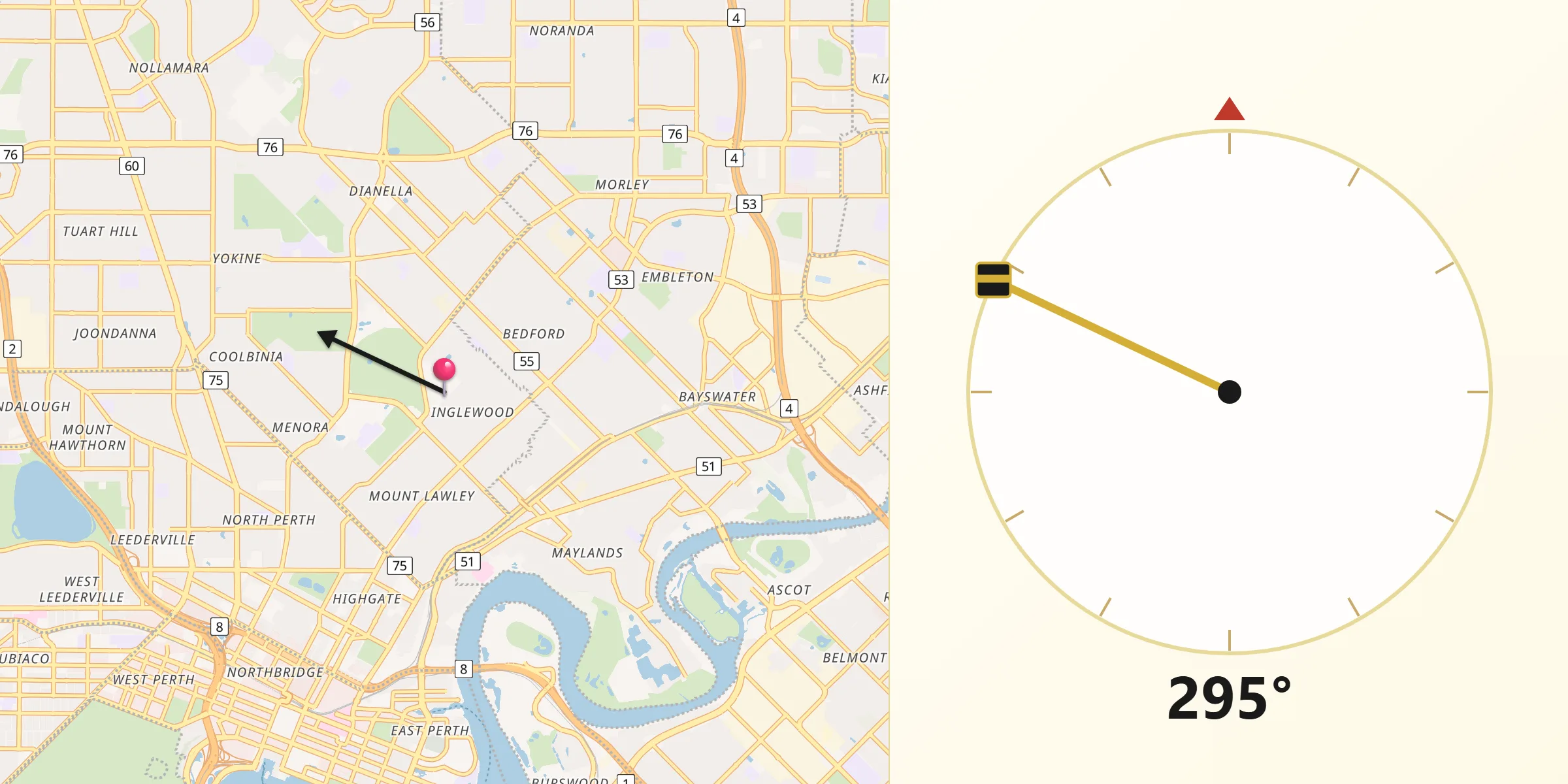 Qibla Direction from Inglewood