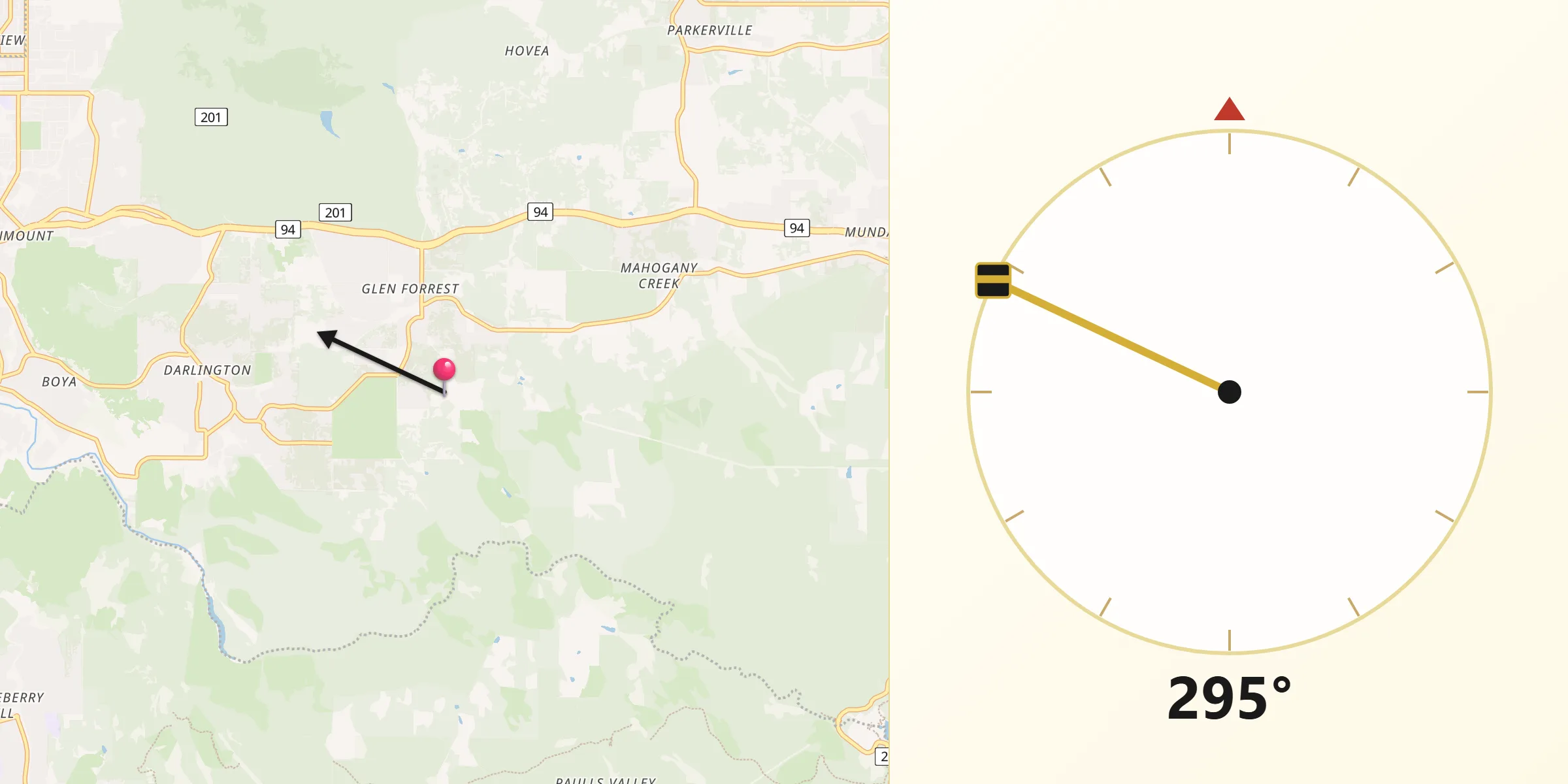 Qibla Direction from Glen Forrest