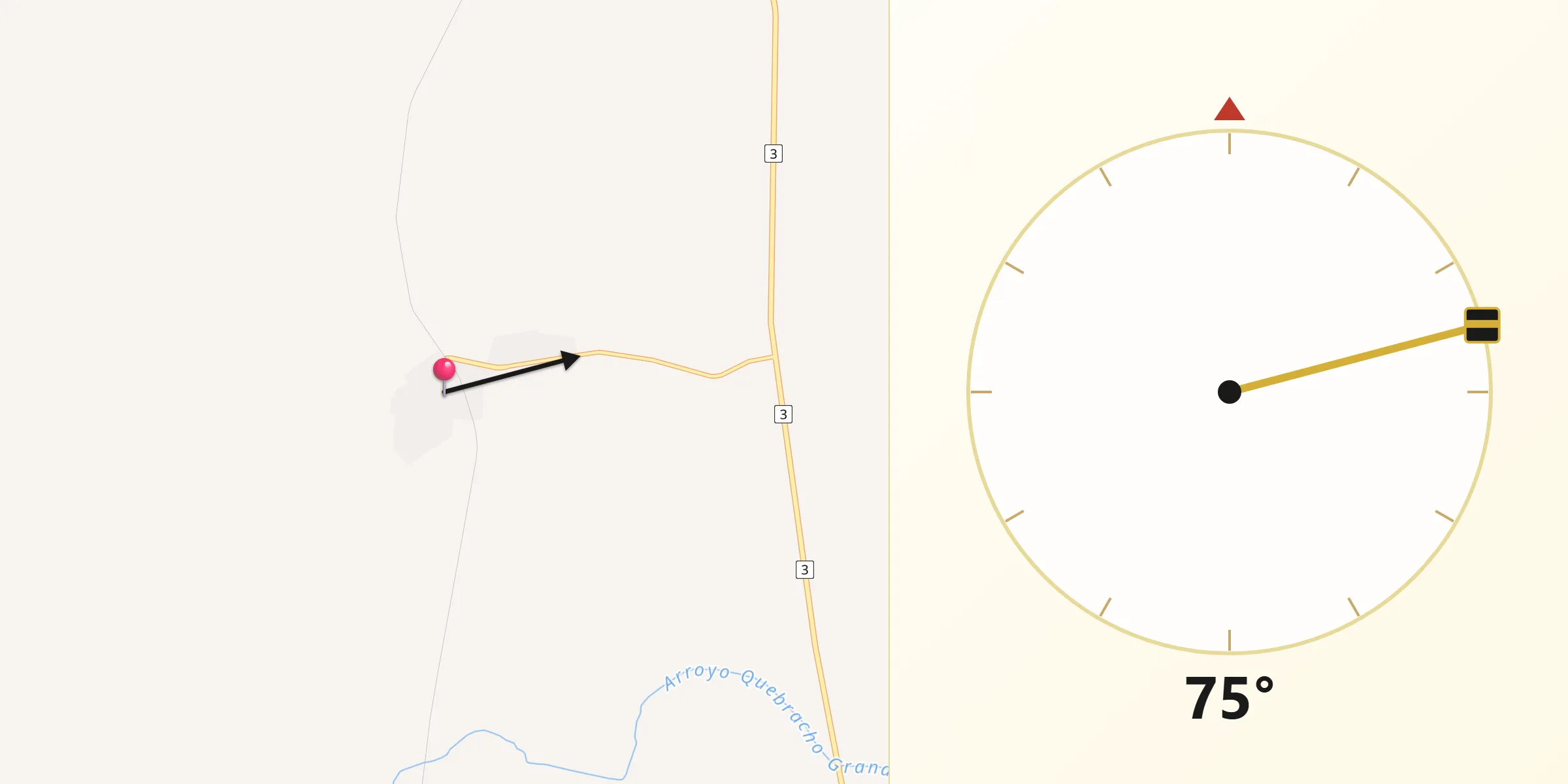 Dirección de la Qibla desde Quebracho