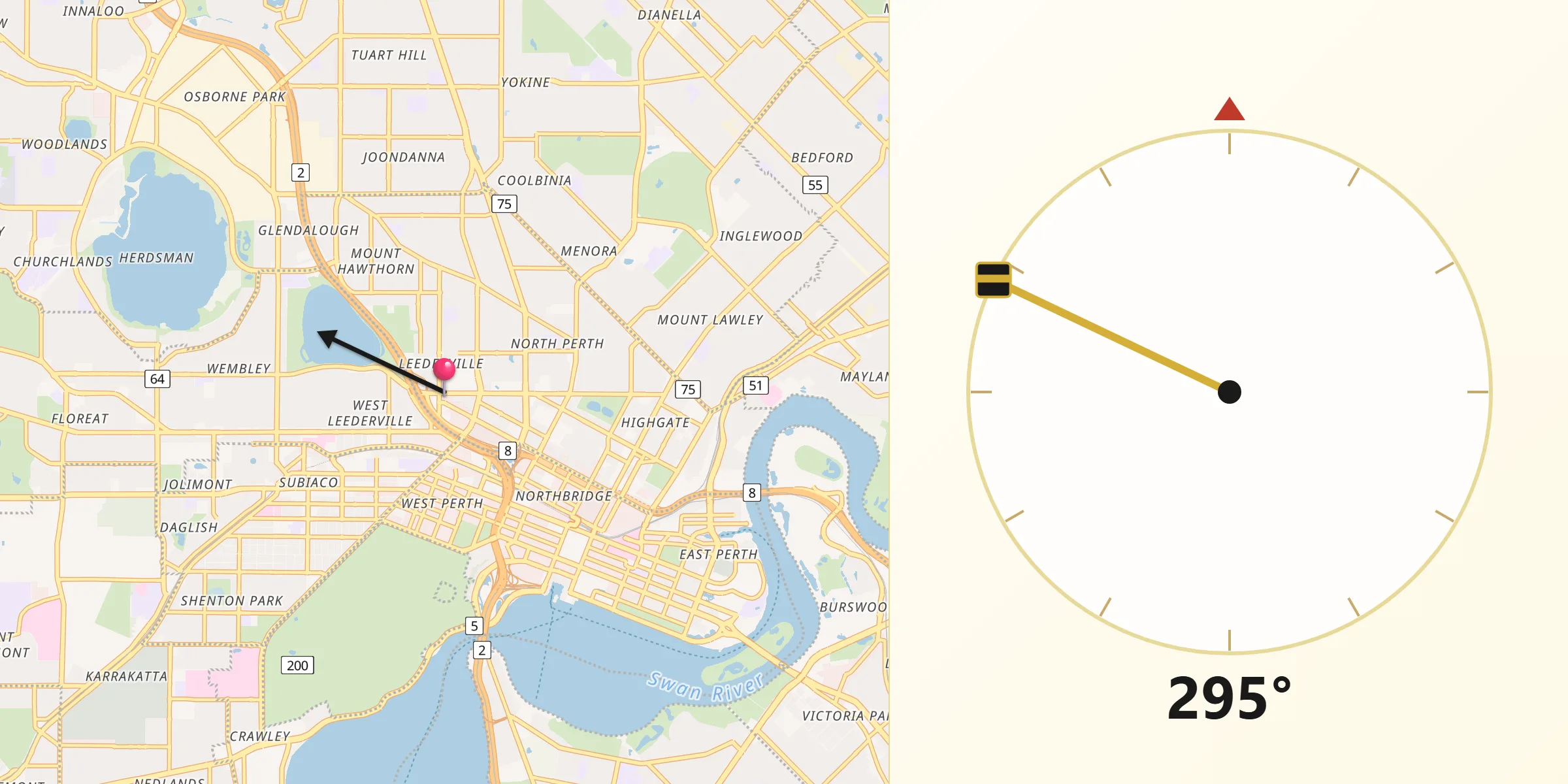 Qibla Direction from Leederville