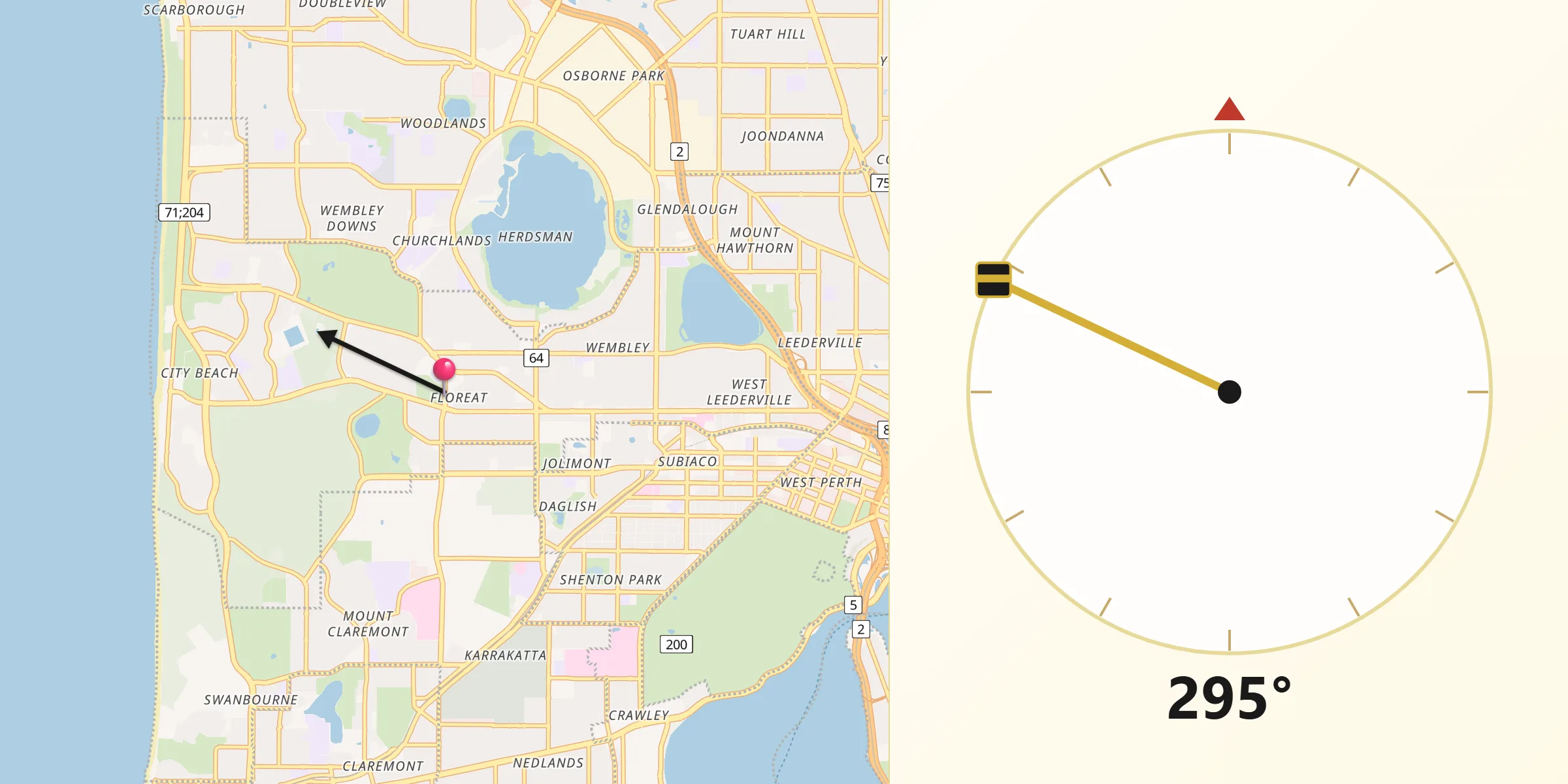 Qibla Direction from Floreat