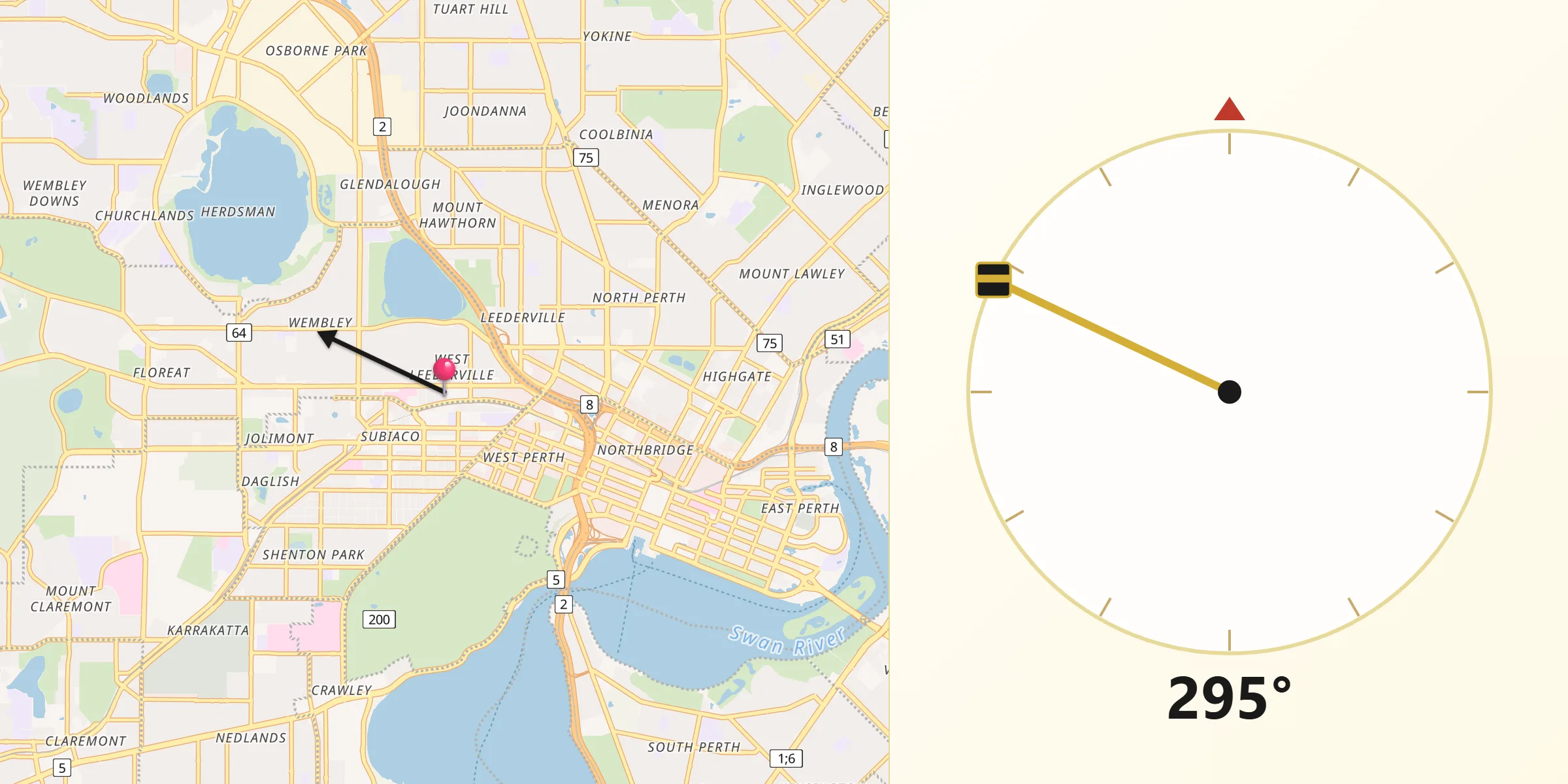 Qibla Direction from West Leederville