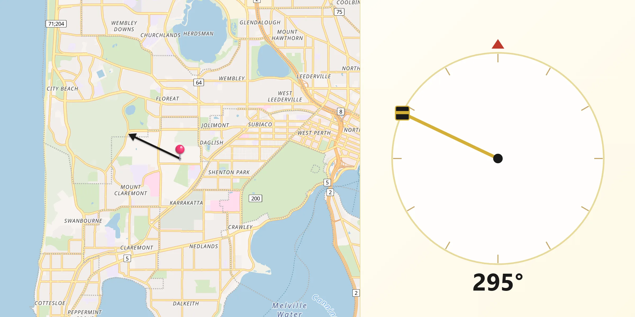 Qibla Direction from Shenton Park