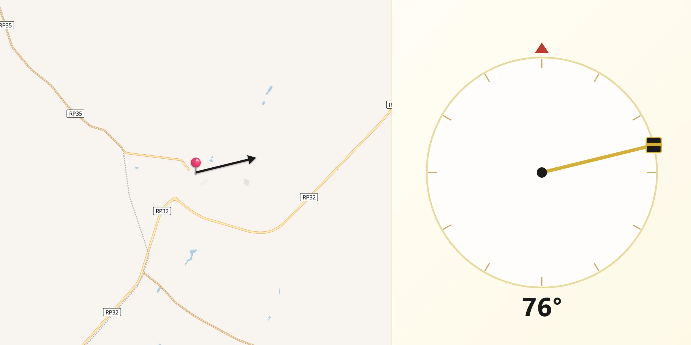 Dirección de la Qibla desde Seguí