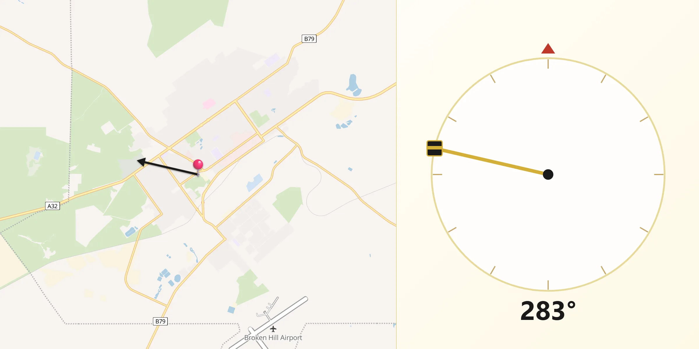 Qibla Direction from Broken Hill
