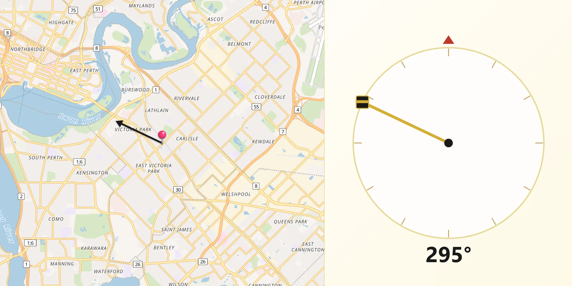 Qibla Direction from Victoria Park