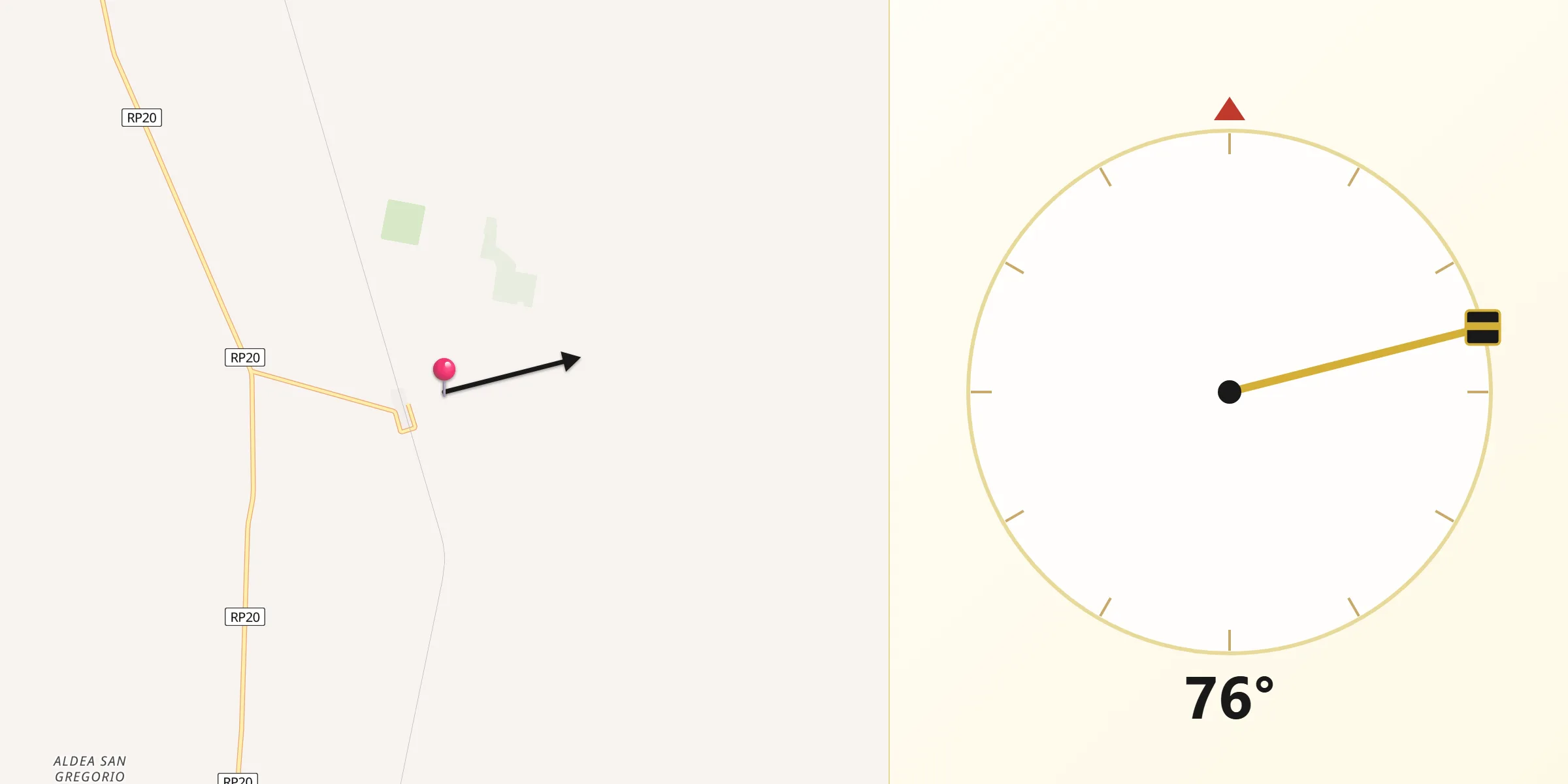 Dirección de la Qibla desde Domínguez