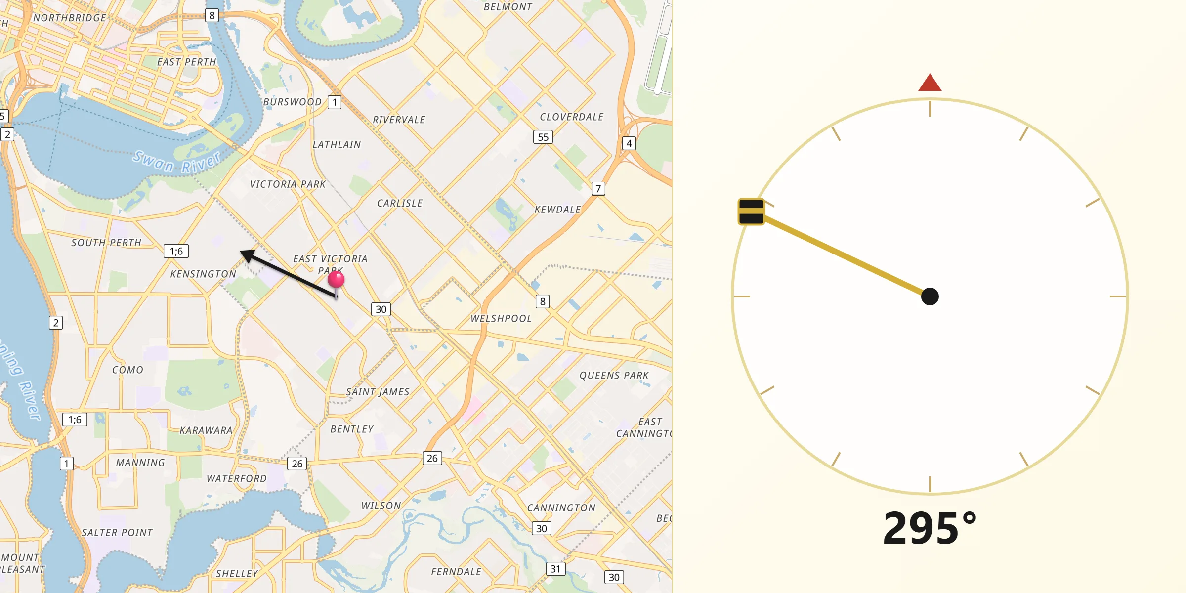 Qibla Direction from East Victoria Park