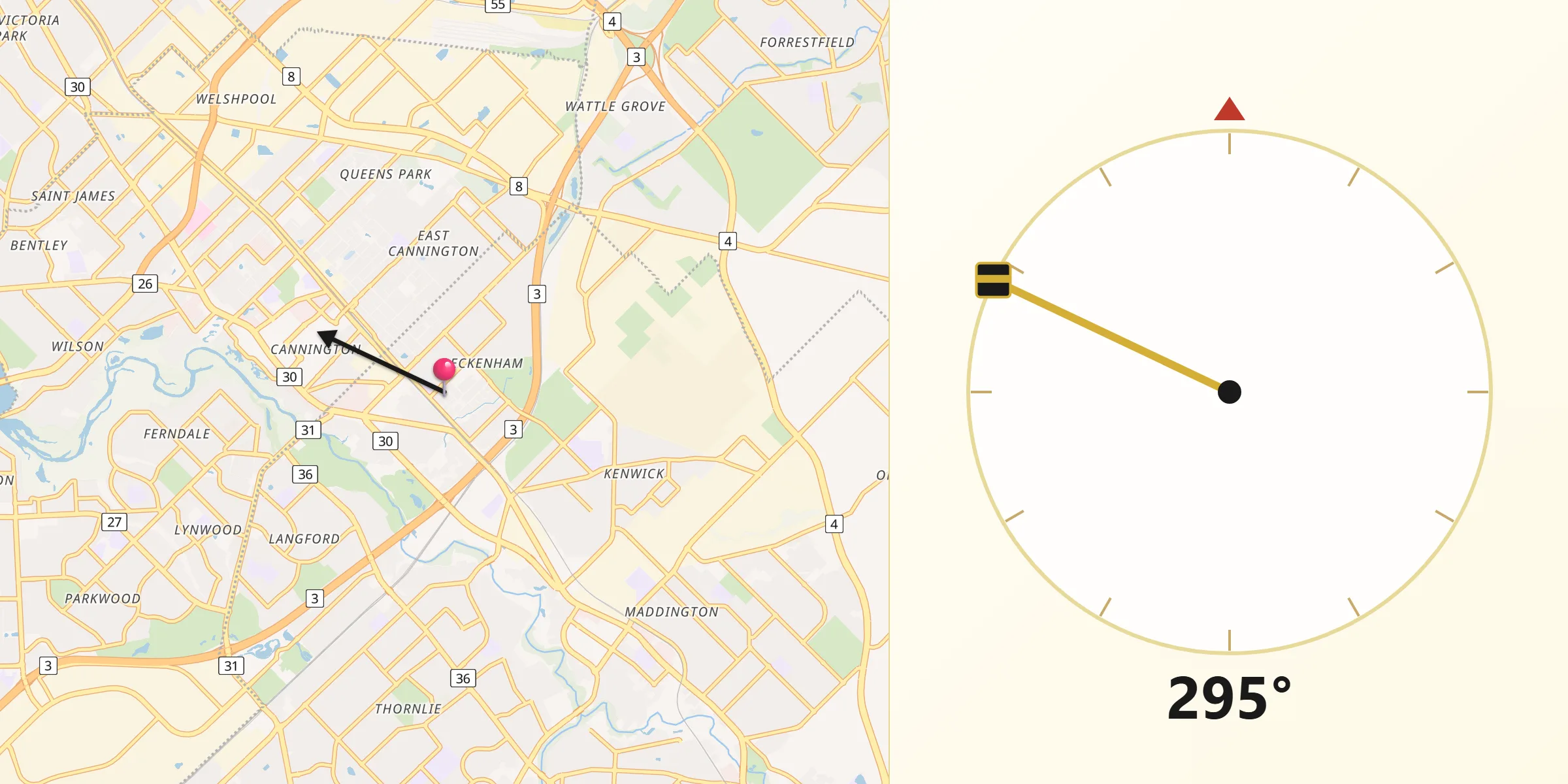 Qibla Direction from Beckenham