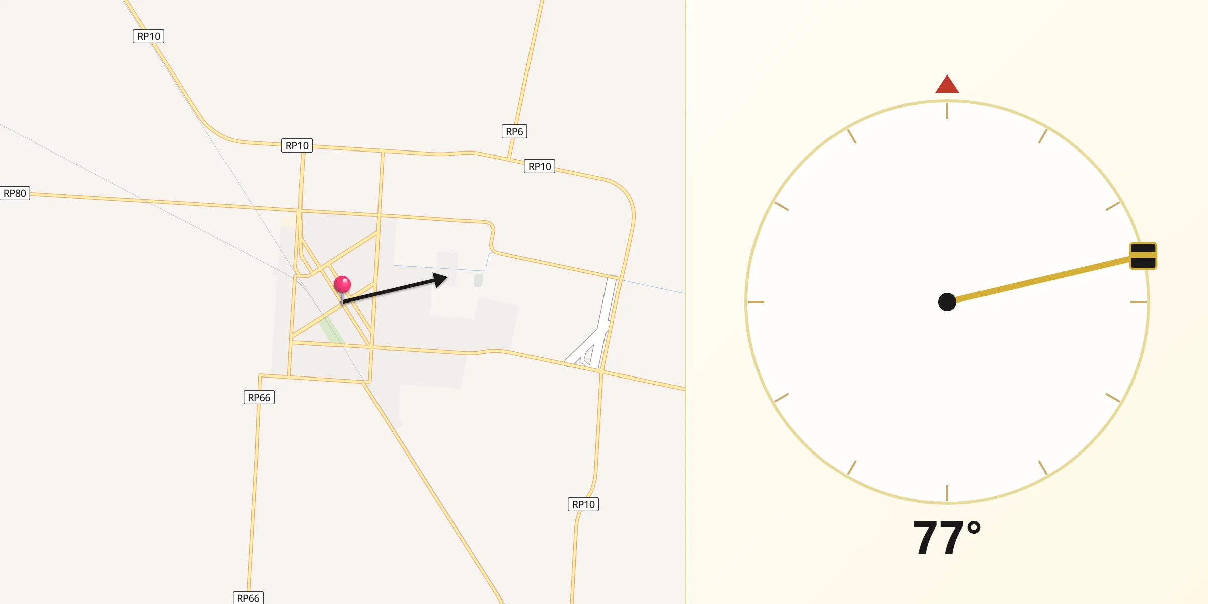 Dirección de la Qibla desde Gálvez