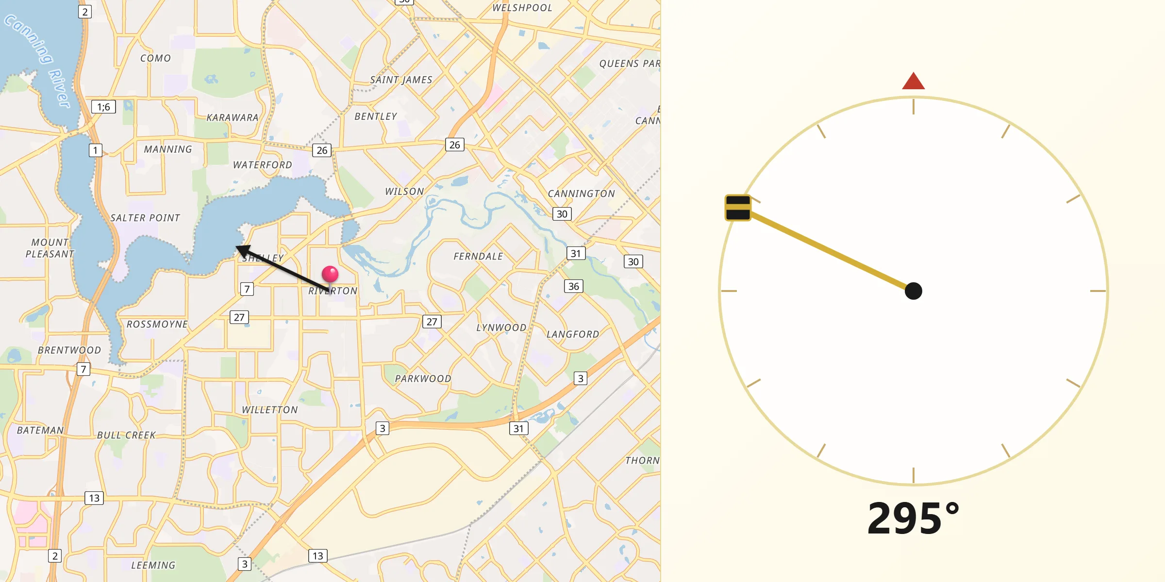 Qibla Direction from Riverton