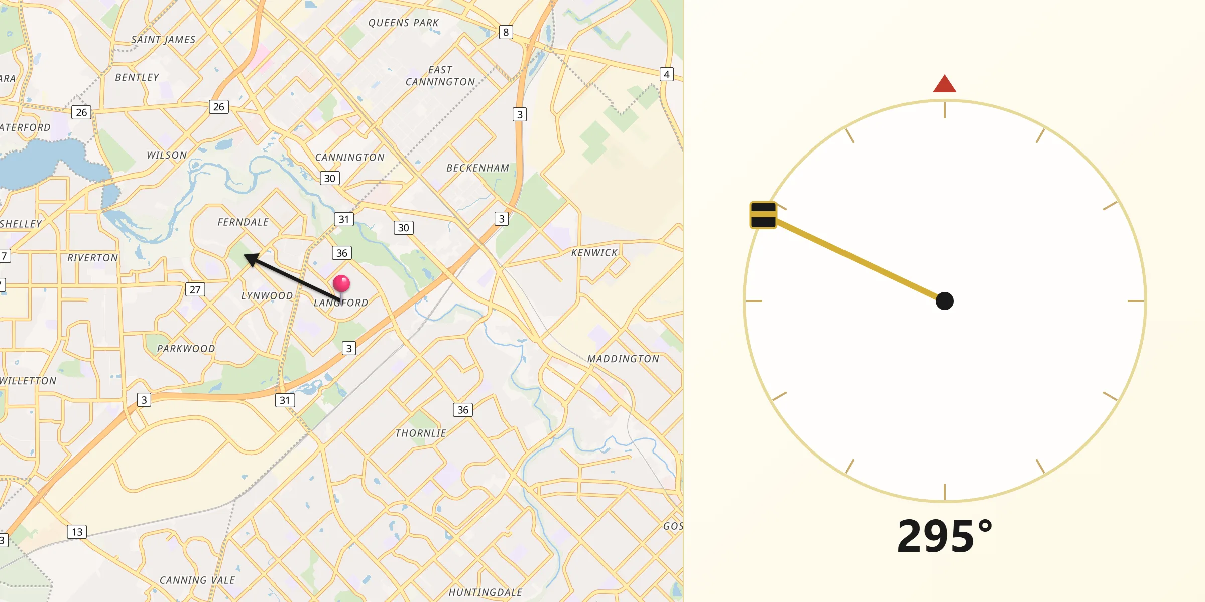 Qibla Direction from Langford